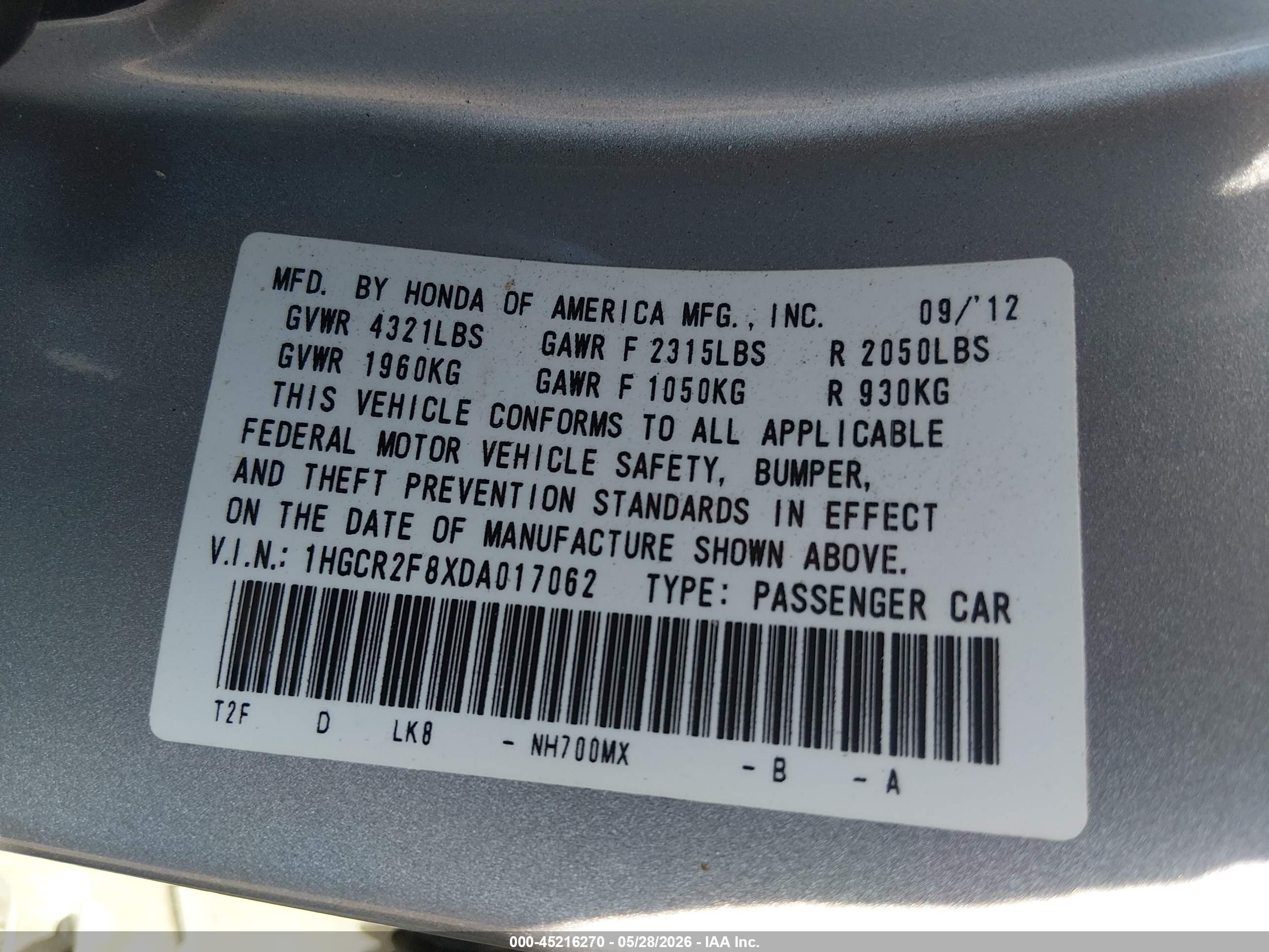 2013 Honda Accord Ex-l Silver vin: 1HGCR2F8XDA017062