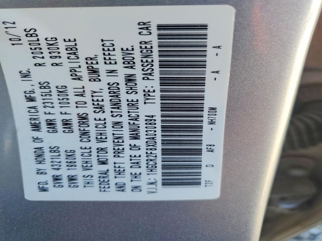 2013 Honda Accord Exl Silver vin: 1HGCR2F8XDA030894
