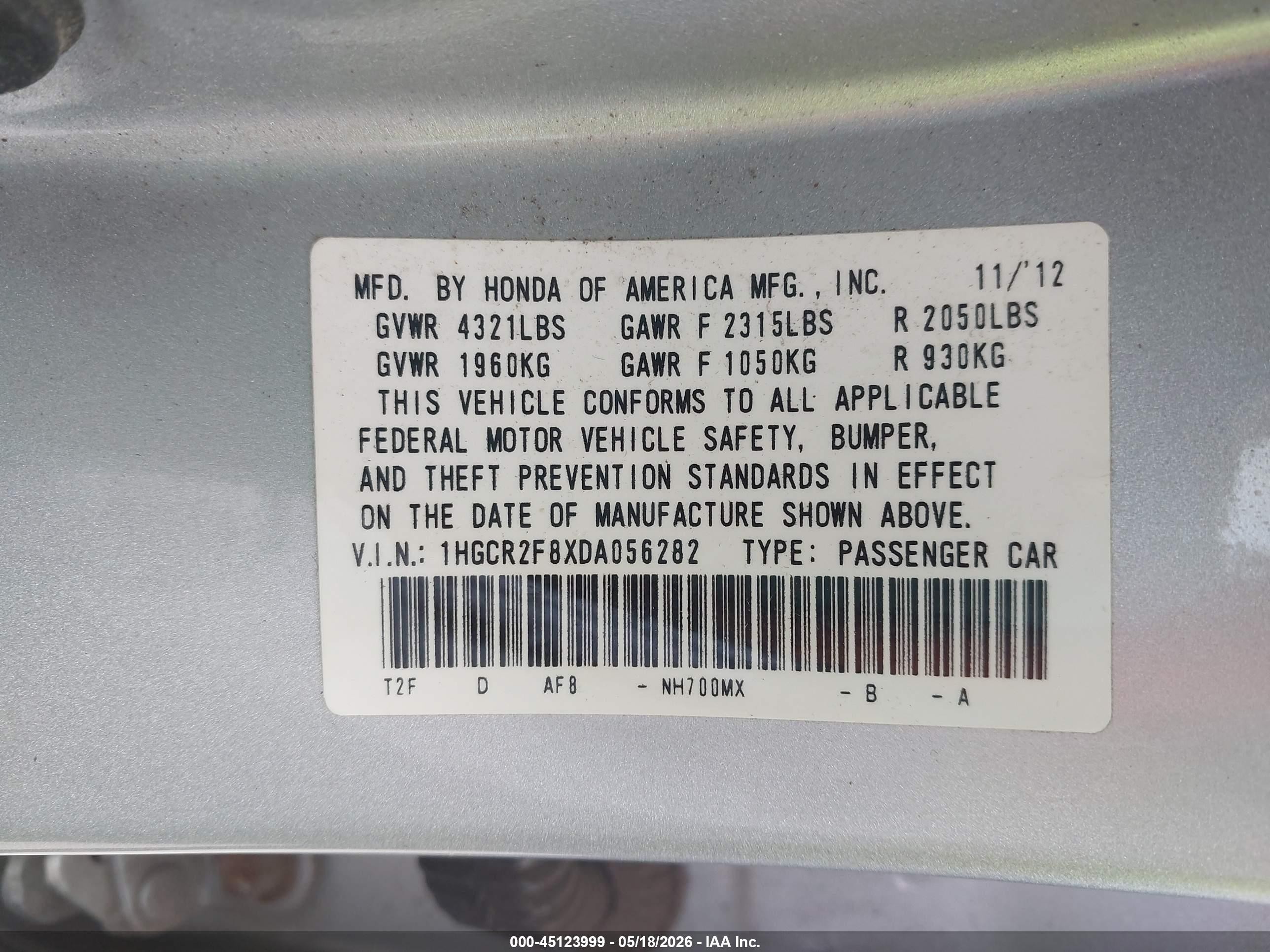 2013 Honda Accord Ex-l Silver vin: 1HGCR2F8XDA056282