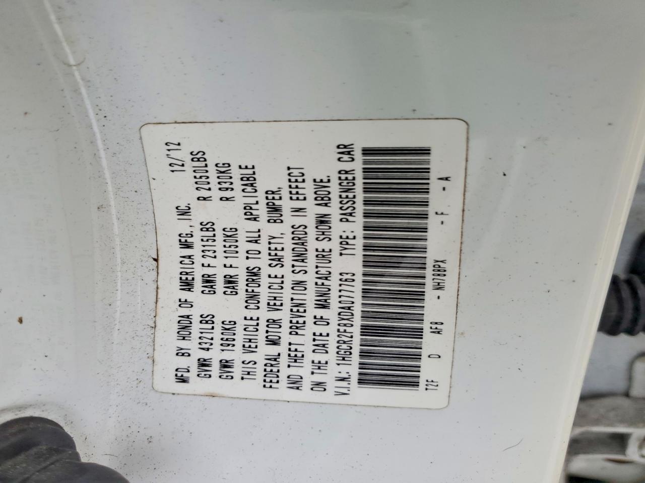 2013 Honda Accord Exl White vin: 1HGCR2F8XDA077763
