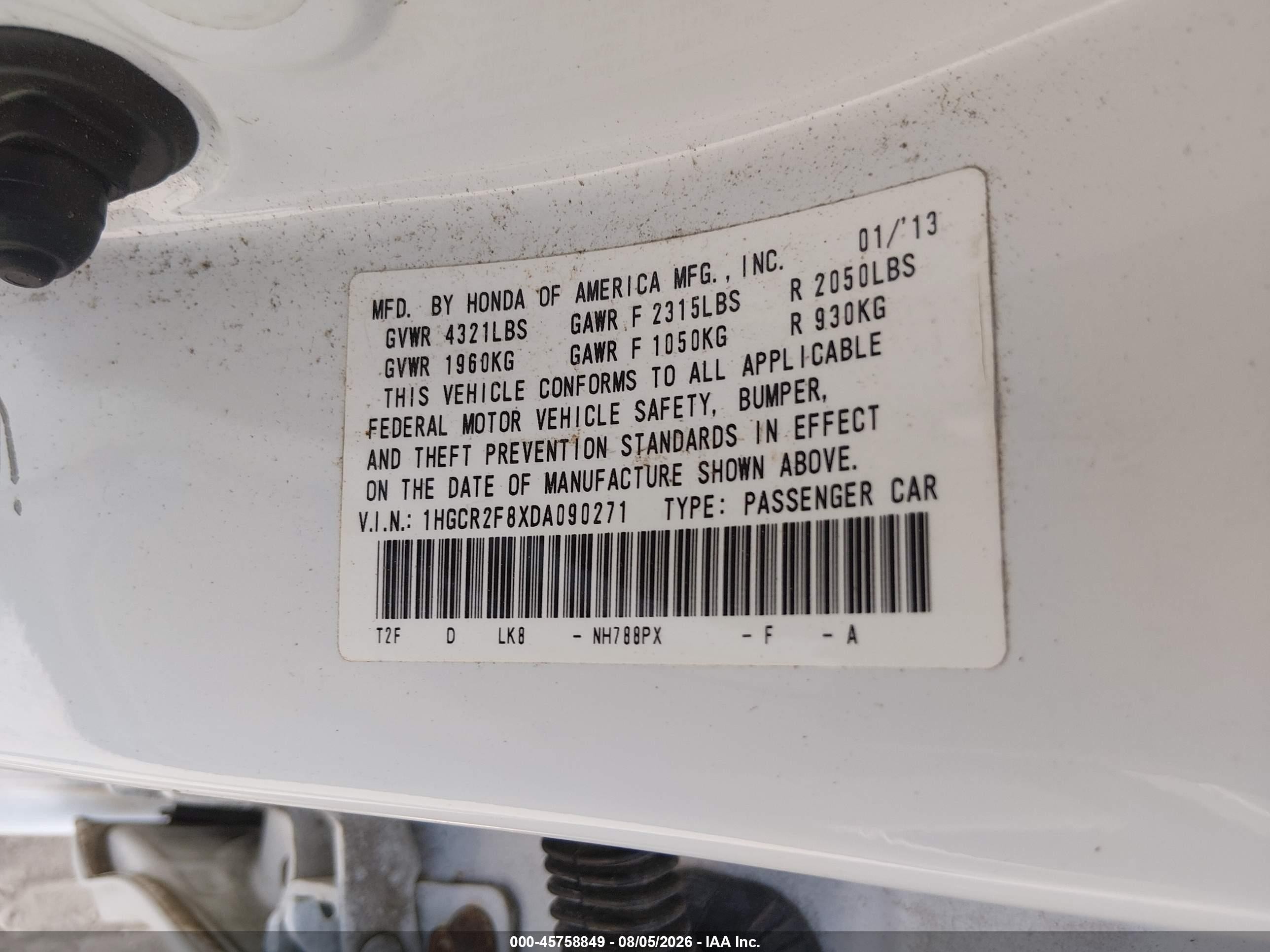 2013 Honda Accord Ex-l White vin: 1HGCR2F8XDA090271