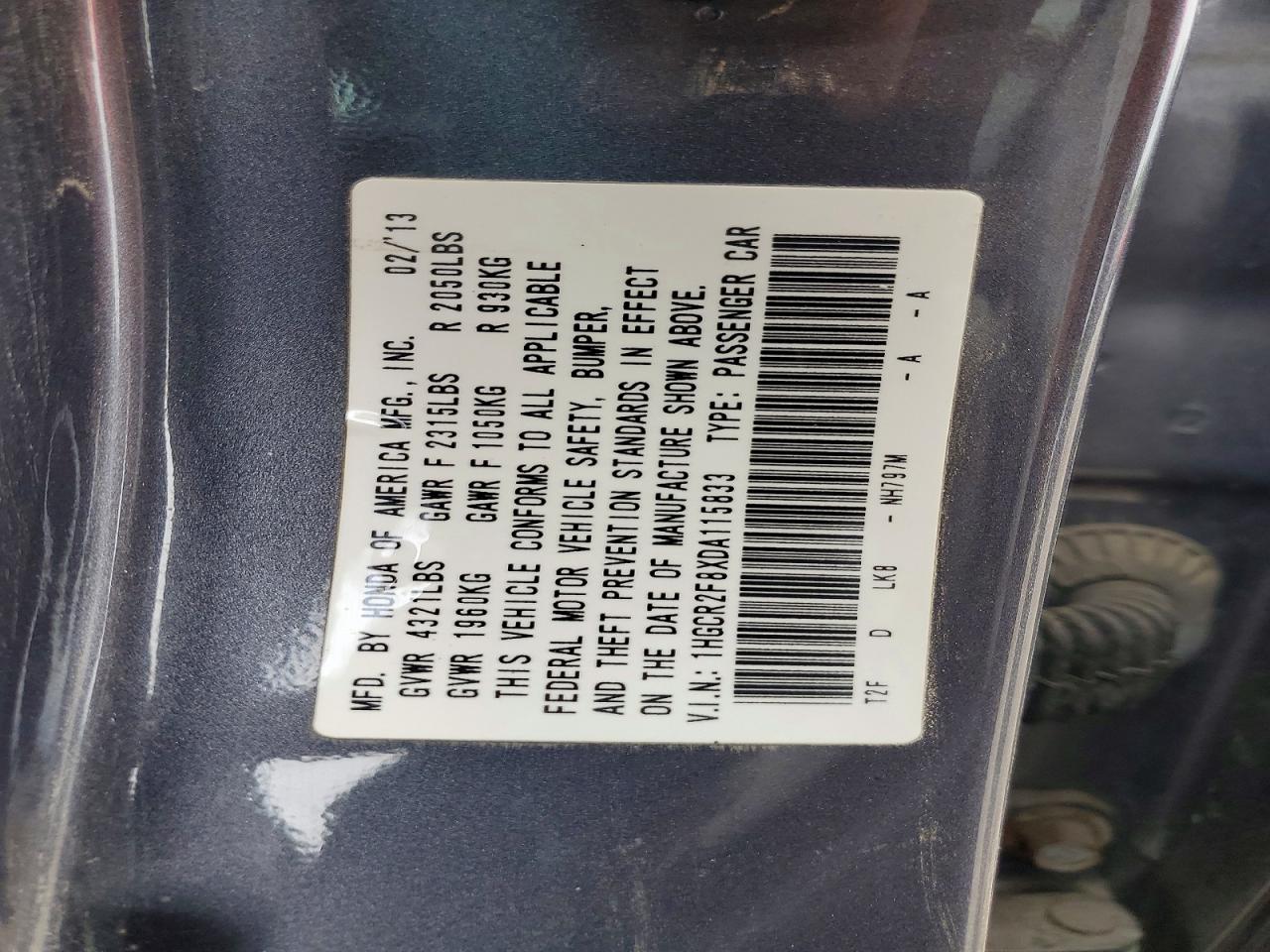 2013 Honda Accord Exl Gray vin: 1HGCR2F8XDA115833