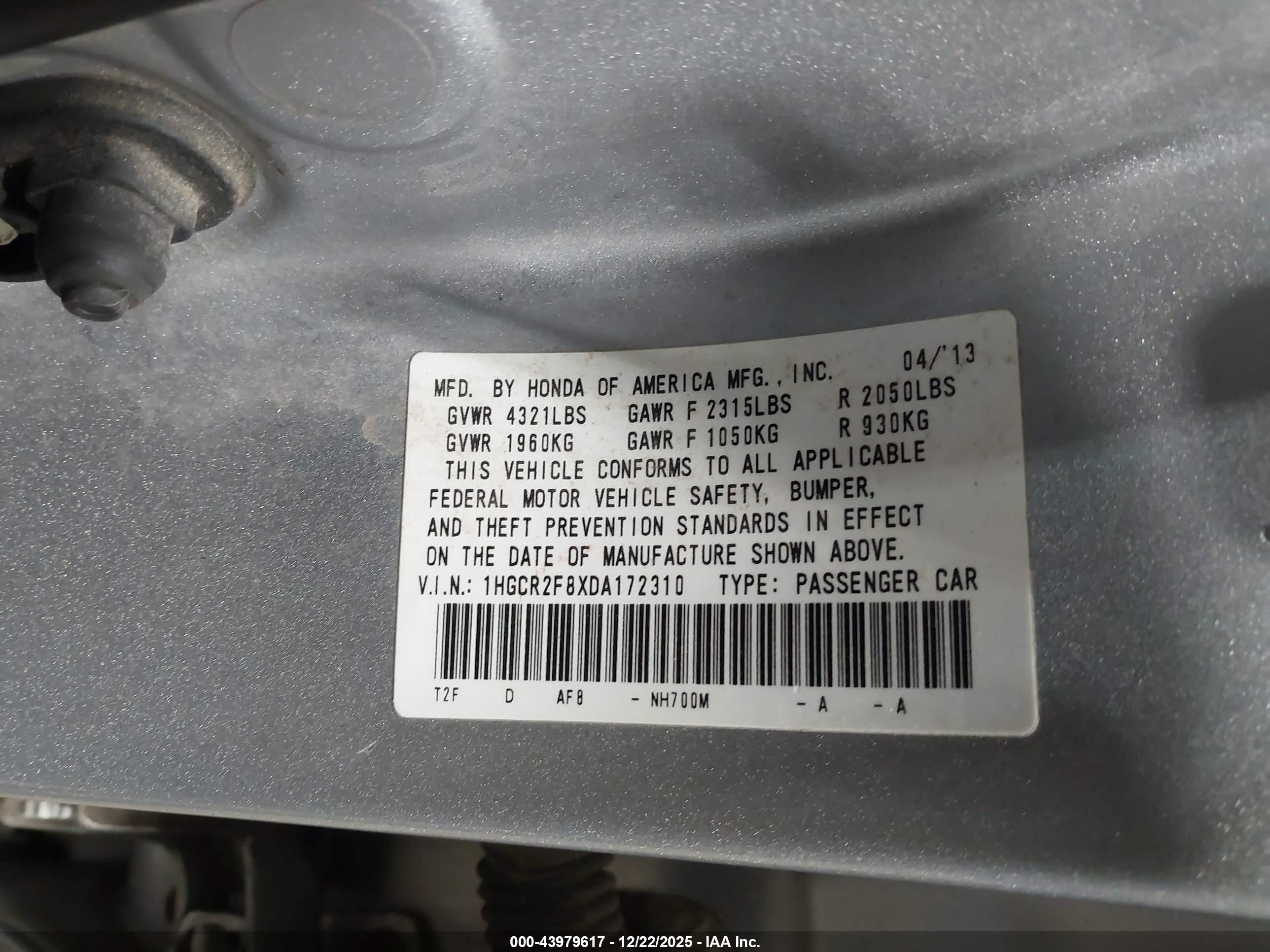 2013 Honda Accord Sdn Ex-l Silver vin: 1HGCR2F8XDA172310