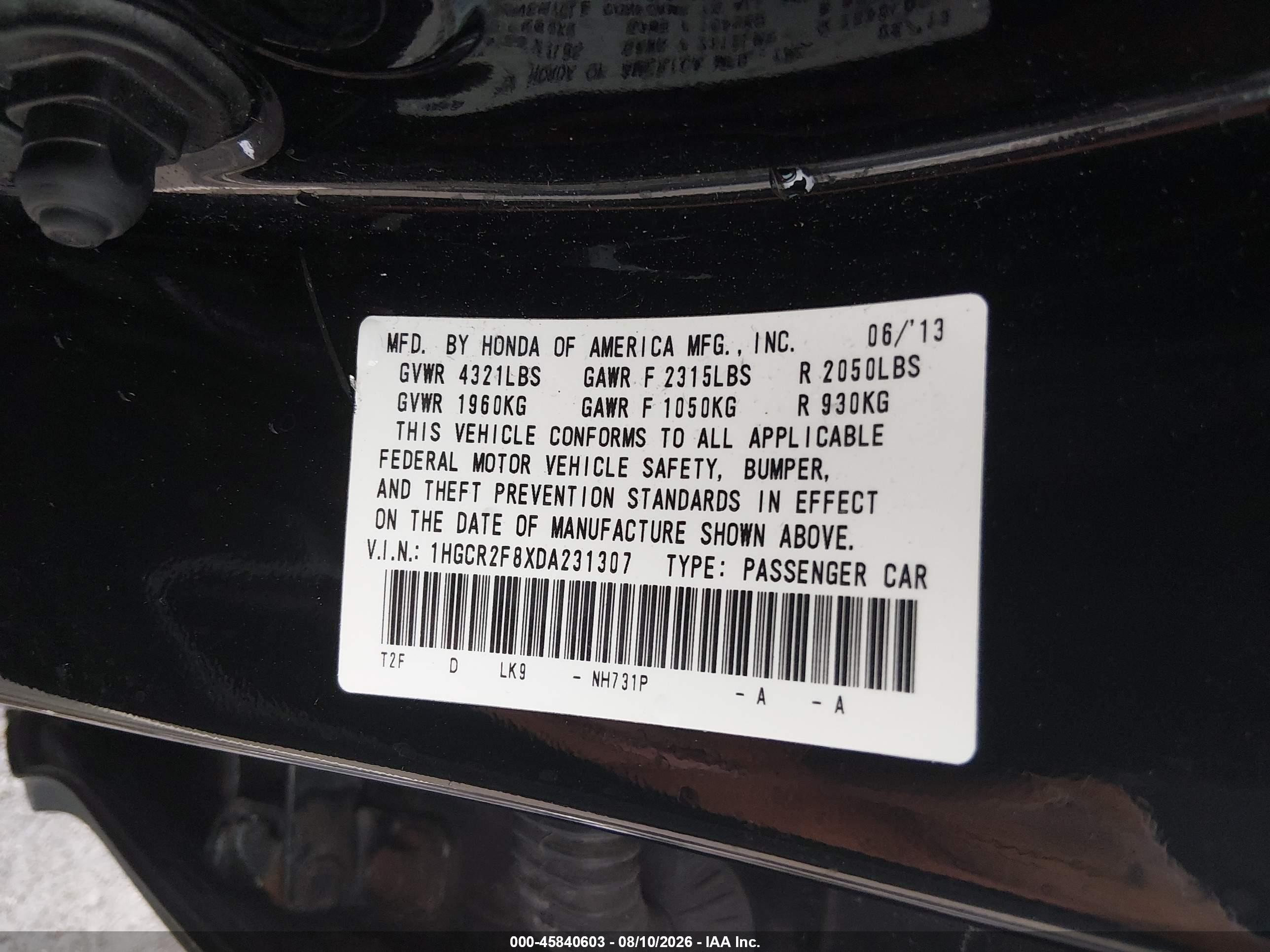 2013 Honda Accord Ex-l Black vin: 1HGCR2F8XDA231307