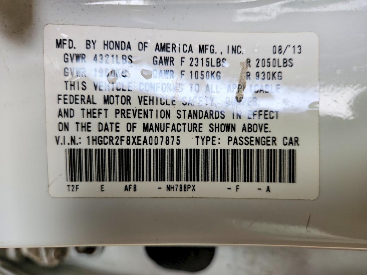 2014 Honda Accord Exl White vin: 1HGCR2F8XEA007875