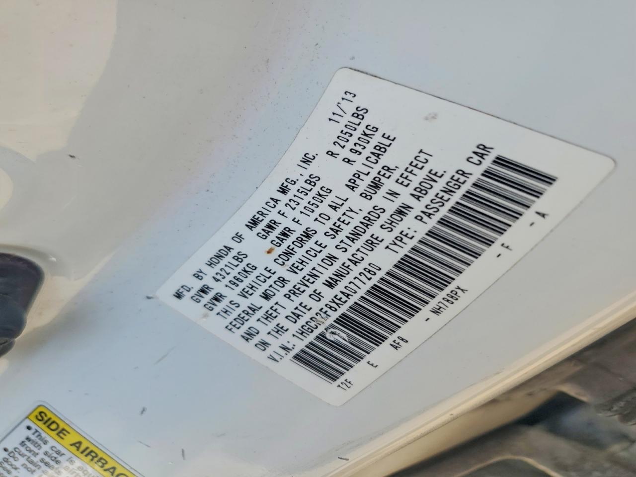 2014 Honda Accord Exl White vin: 1HGCR2F8XEA077280