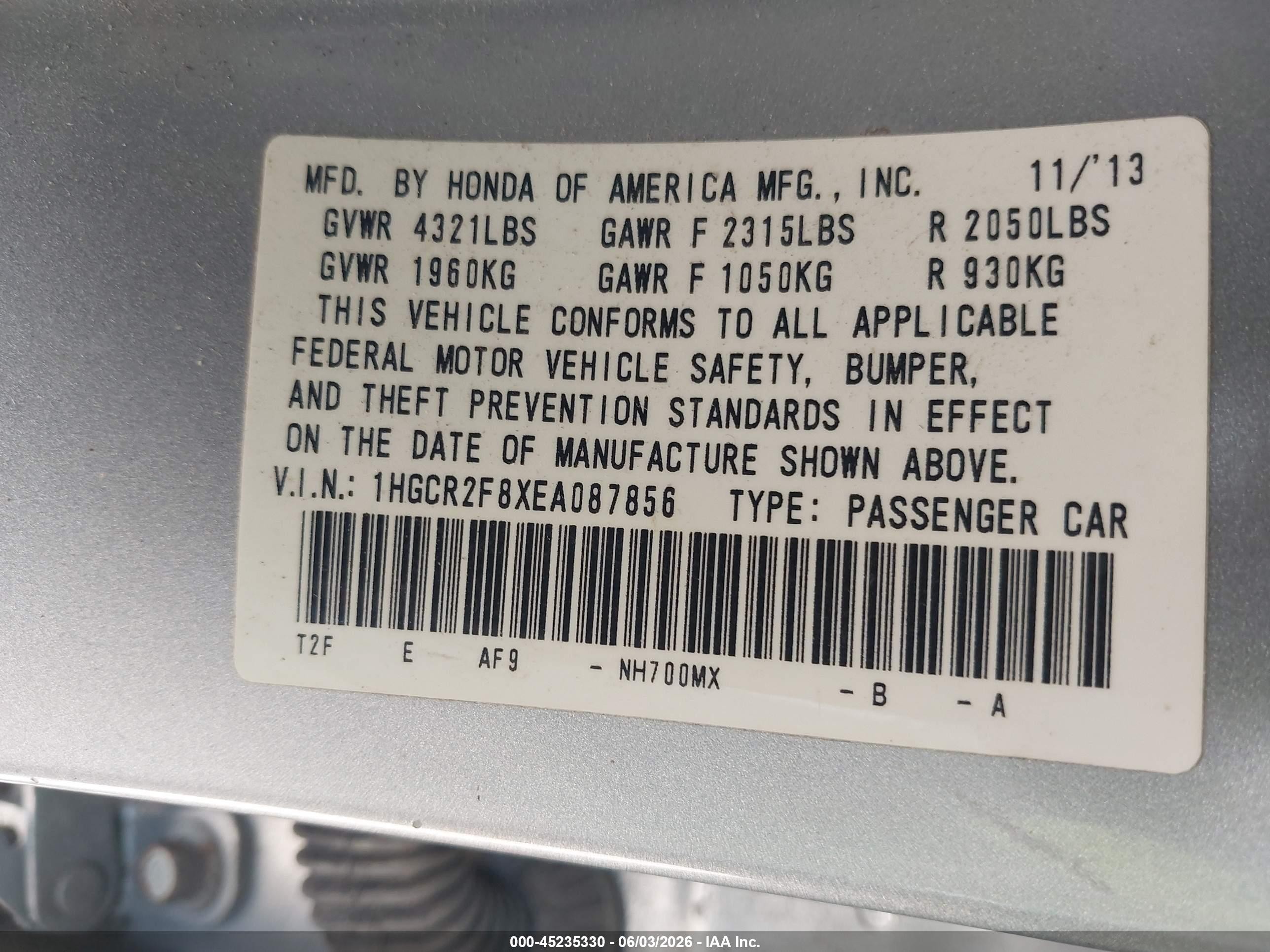 2014 Honda Accord Ex-l Серебряный vin: 1HGCR2F8XEA087856