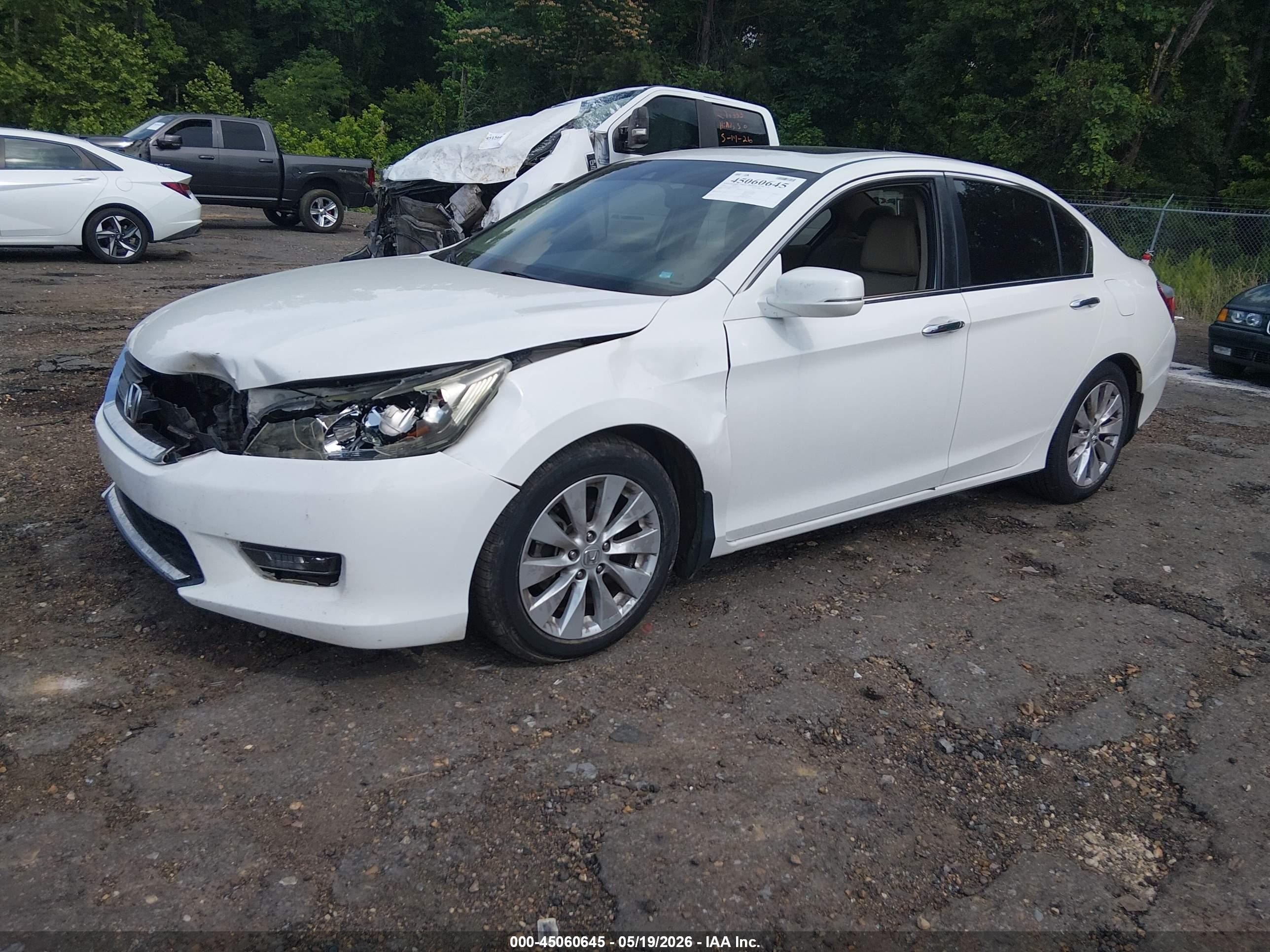 2014 Honda Accord Ex-l White vin: 1HGCR2F8XEA088733