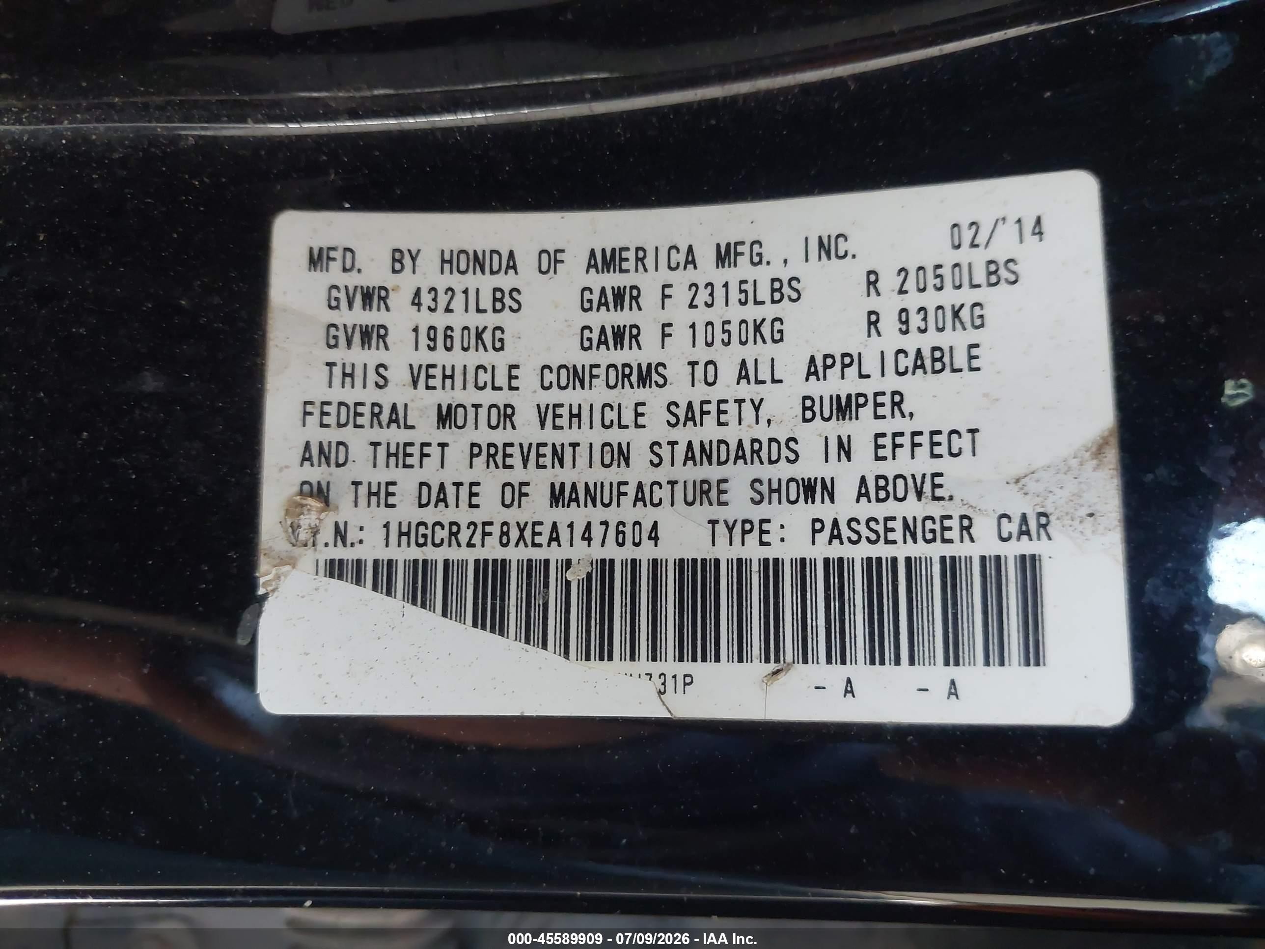 2014 Honda Accord Ex-l Black vin: 1HGCR2F8XEA147604
