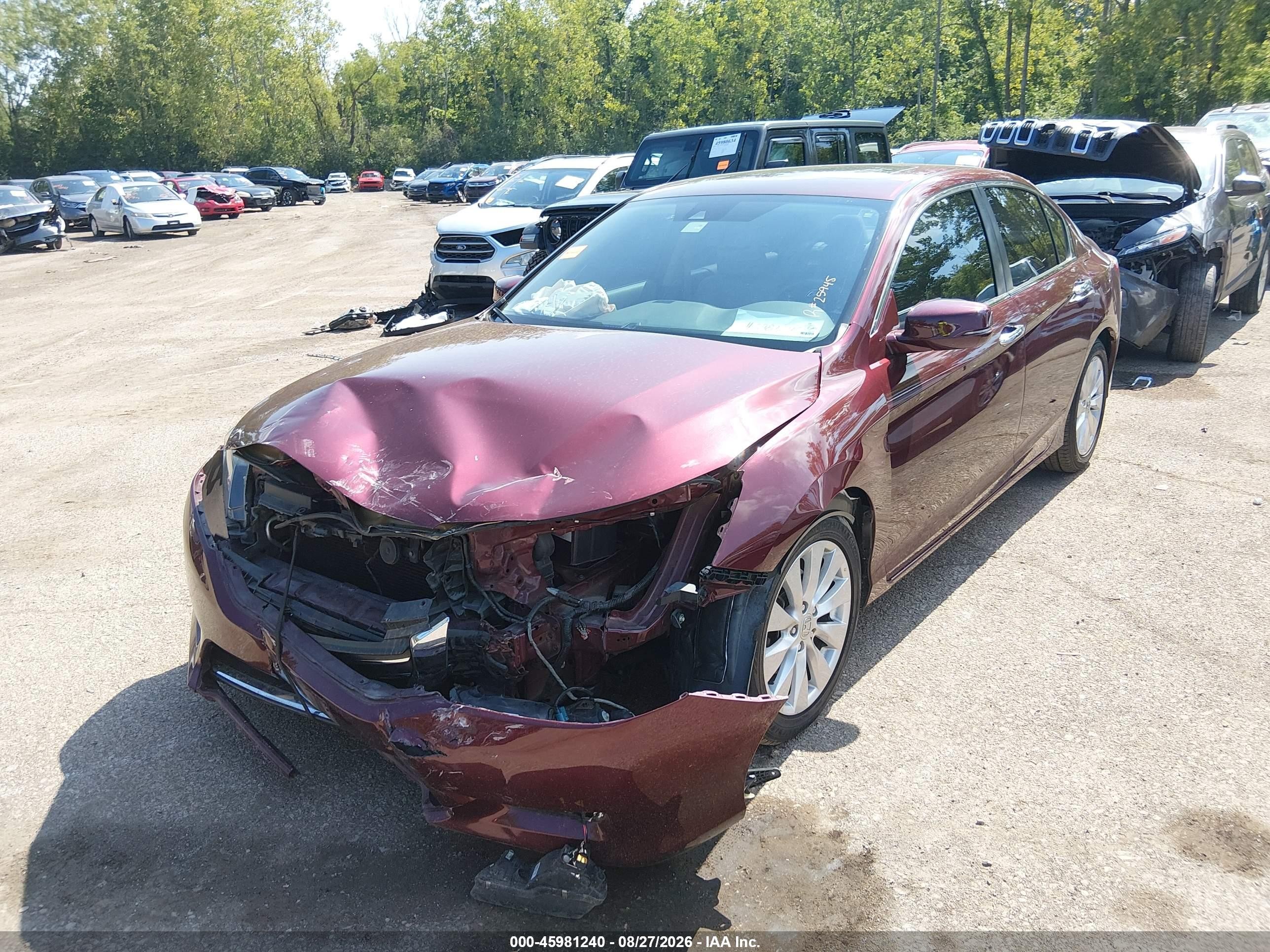 2014 Honda Accord Ex-l Темно-бордовый vin: 1HGCR2F8XEA218865