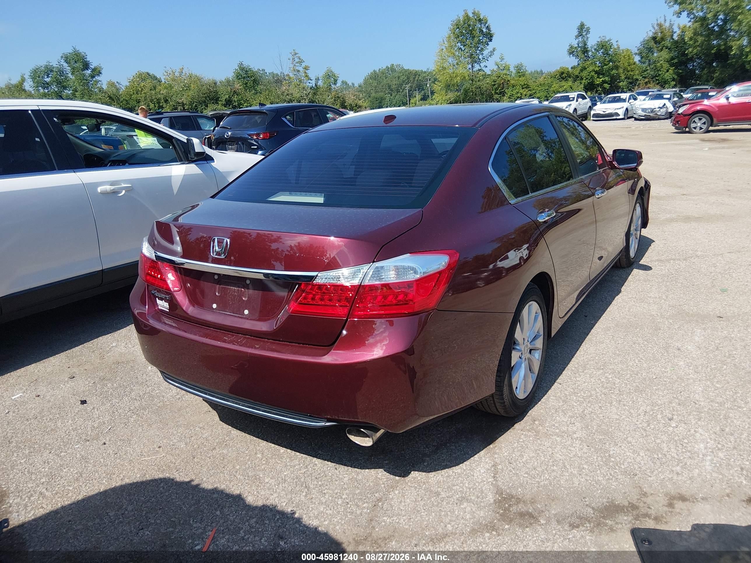 2014 Honda Accord Ex-l Темно-бордовый vin: 1HGCR2F8XEA218865