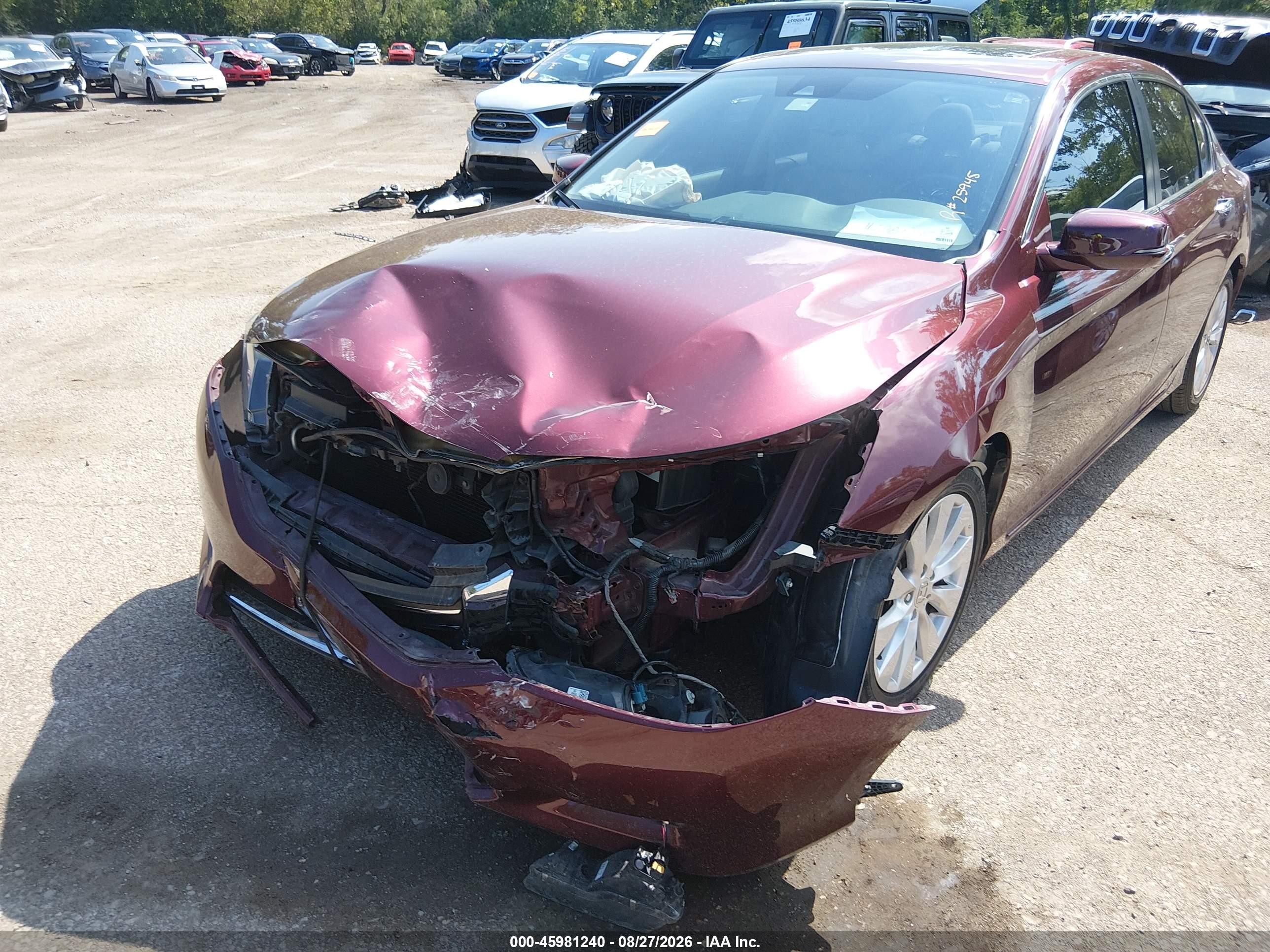 2014 Honda Accord Ex-l Темно-бордовый vin: 1HGCR2F8XEA218865
