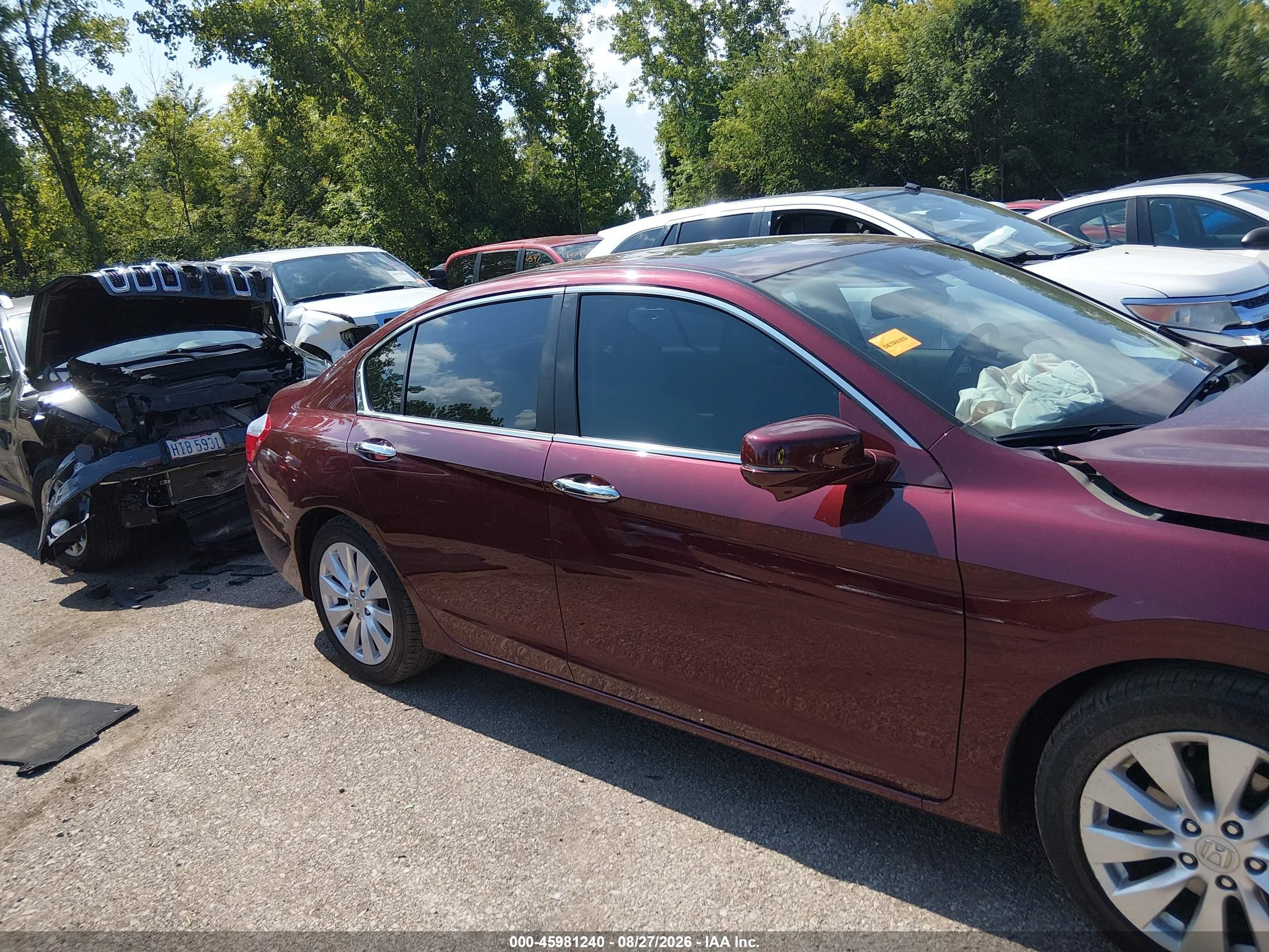 2014 Honda Accord Ex-l Темно-бордовый vin: 1HGCR2F8XEA218865