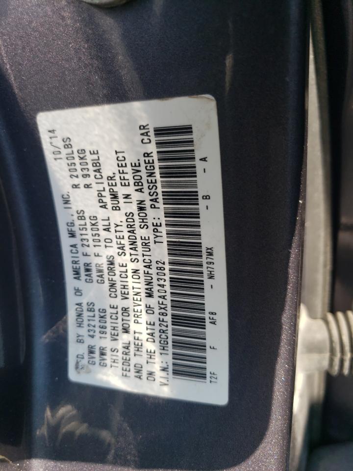 2015 Honda Accord Exl Gray vin: 1HGCR2F8XFA043082