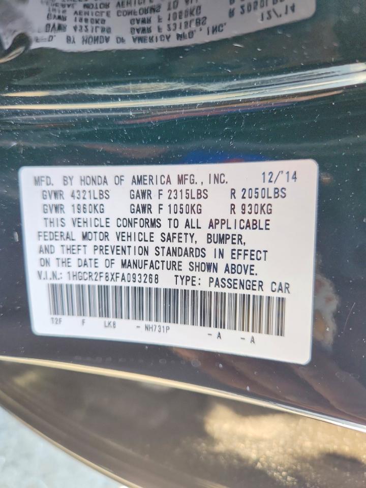 2015 Honda Accord Exl Black vin: 1HGCR2F8XFA093268