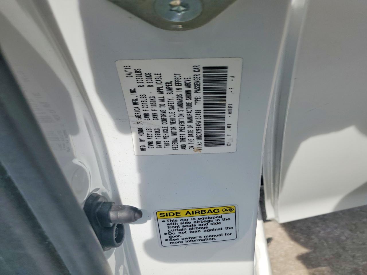 2015 Honda Accord Exl White vin: 1HGCR2F8XFA153498