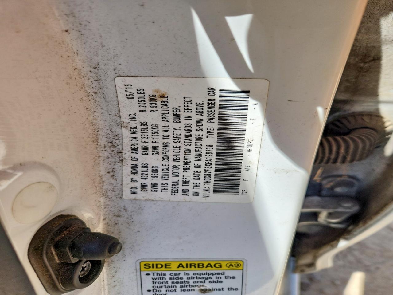 2015 Honda Accord Exl White vin: 1HGCR2F8XFA196738