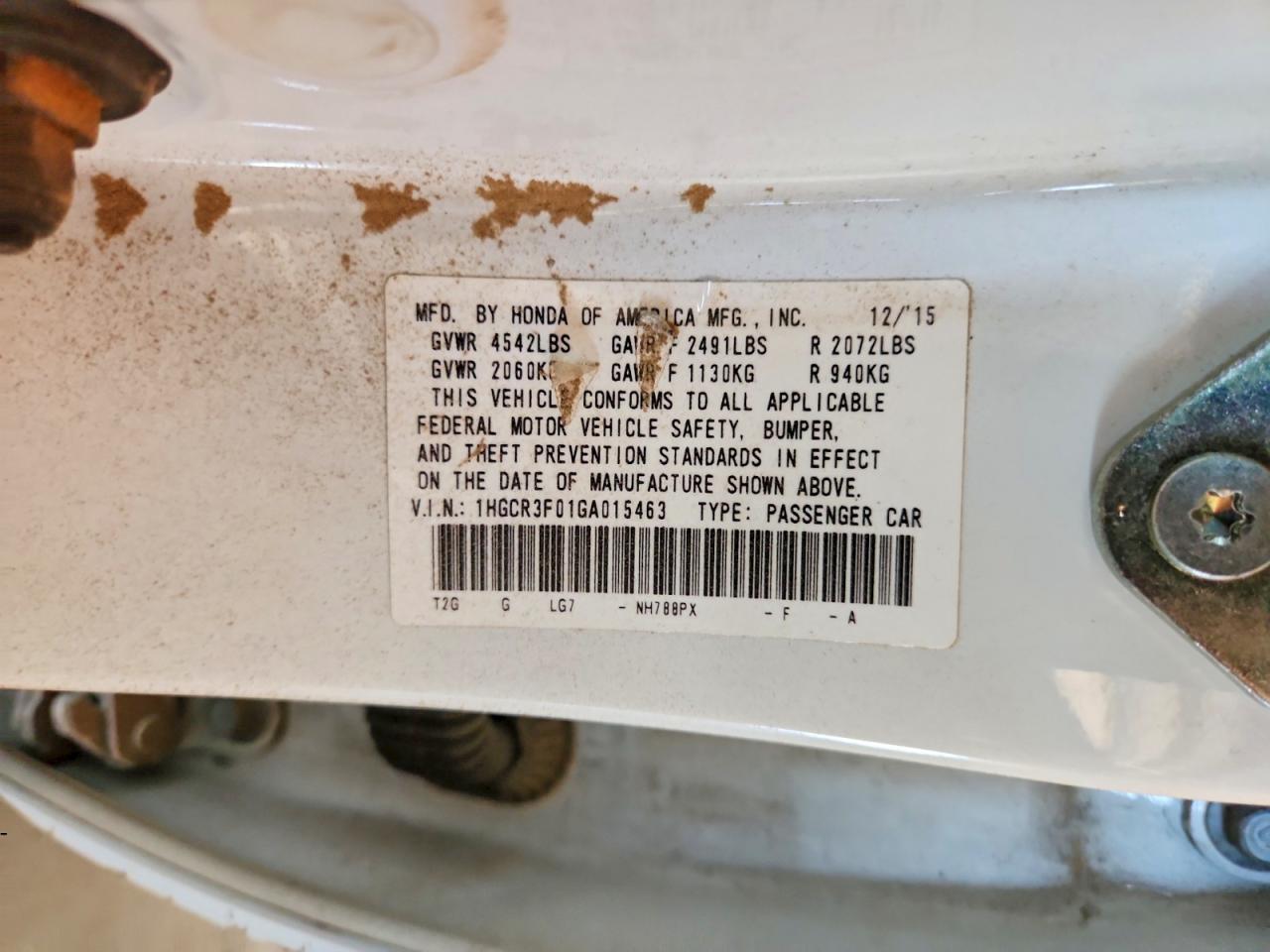 2016 Honda Accord Exl White vin: 1HGCR3F01GA015463