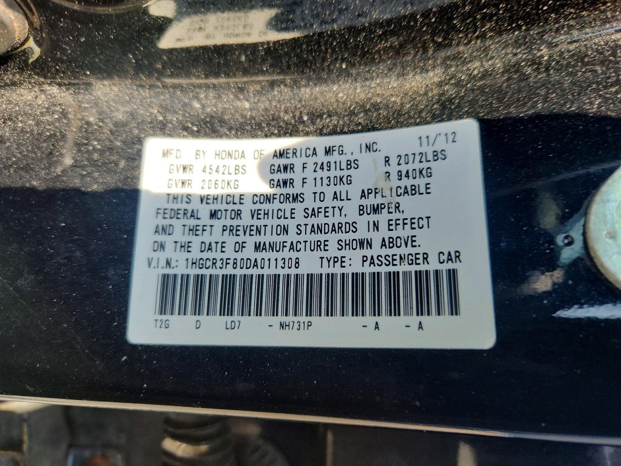 2013 Honda Accord Exl Black vin: 1HGCR3F80DA011308