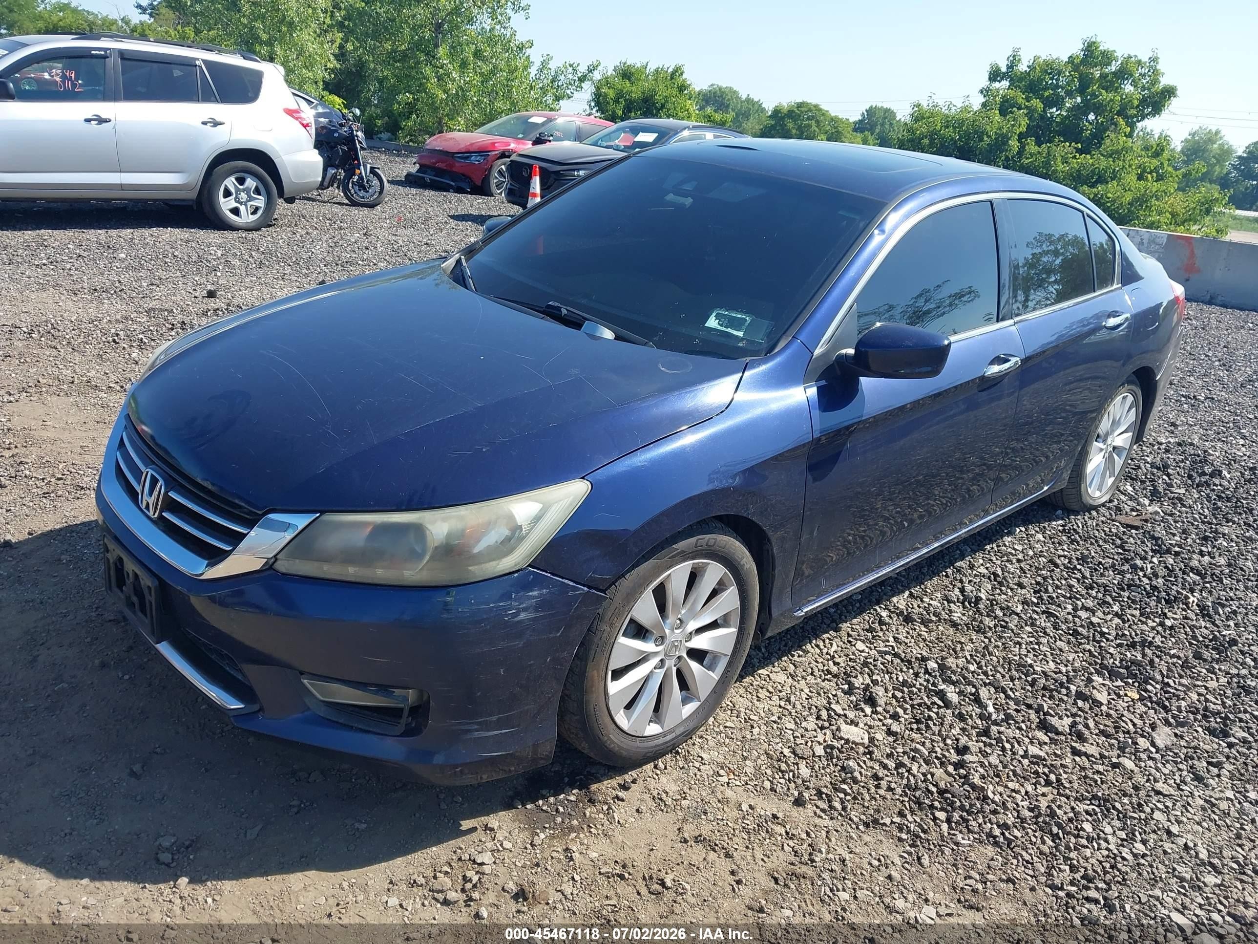 2013 Honda Accord Ex-l V-6 Blue vin: 1HGCR3F80DA012006