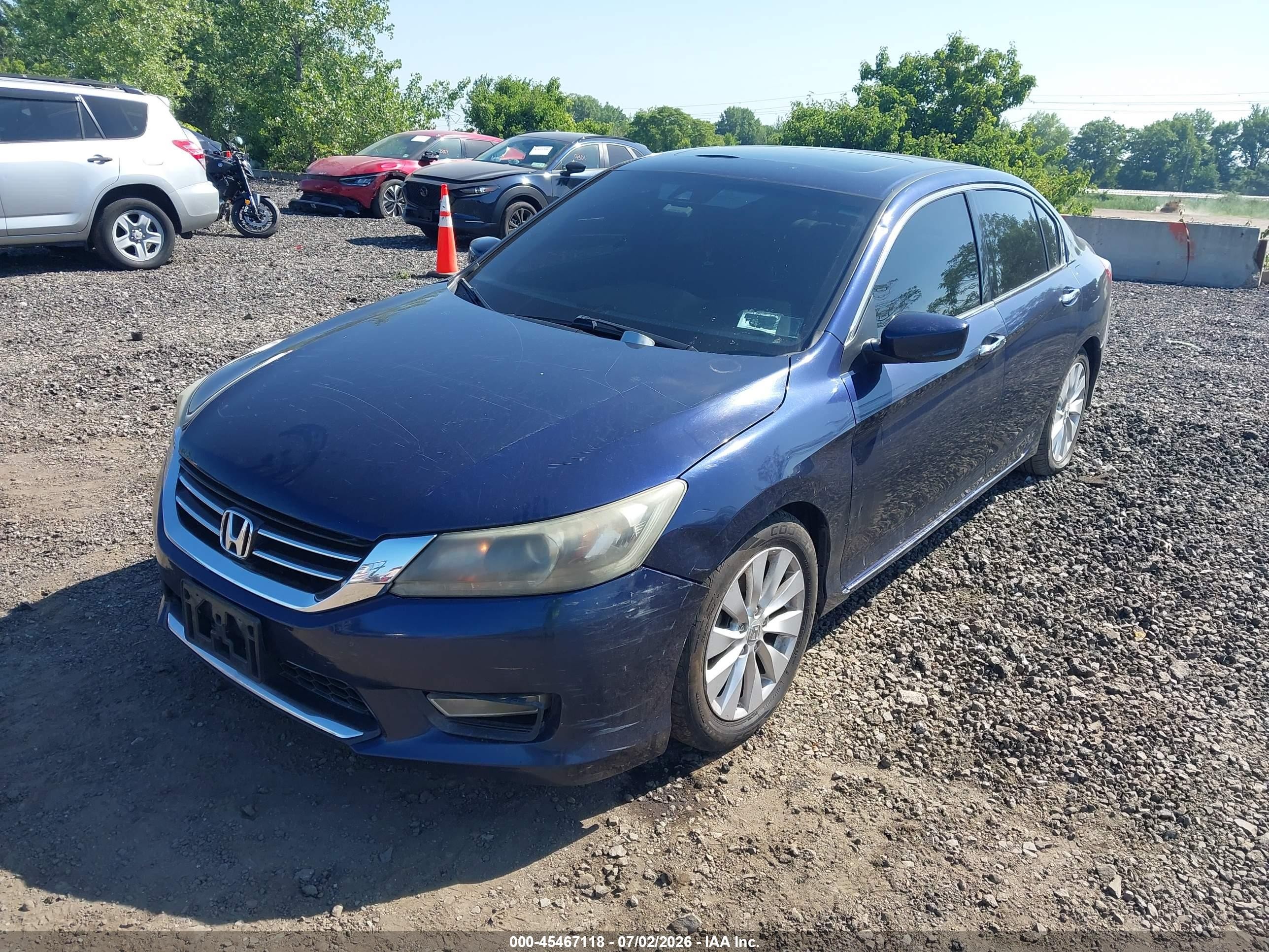 2013 Honda Accord Ex-l V-6 Blue vin: 1HGCR3F80DA012006