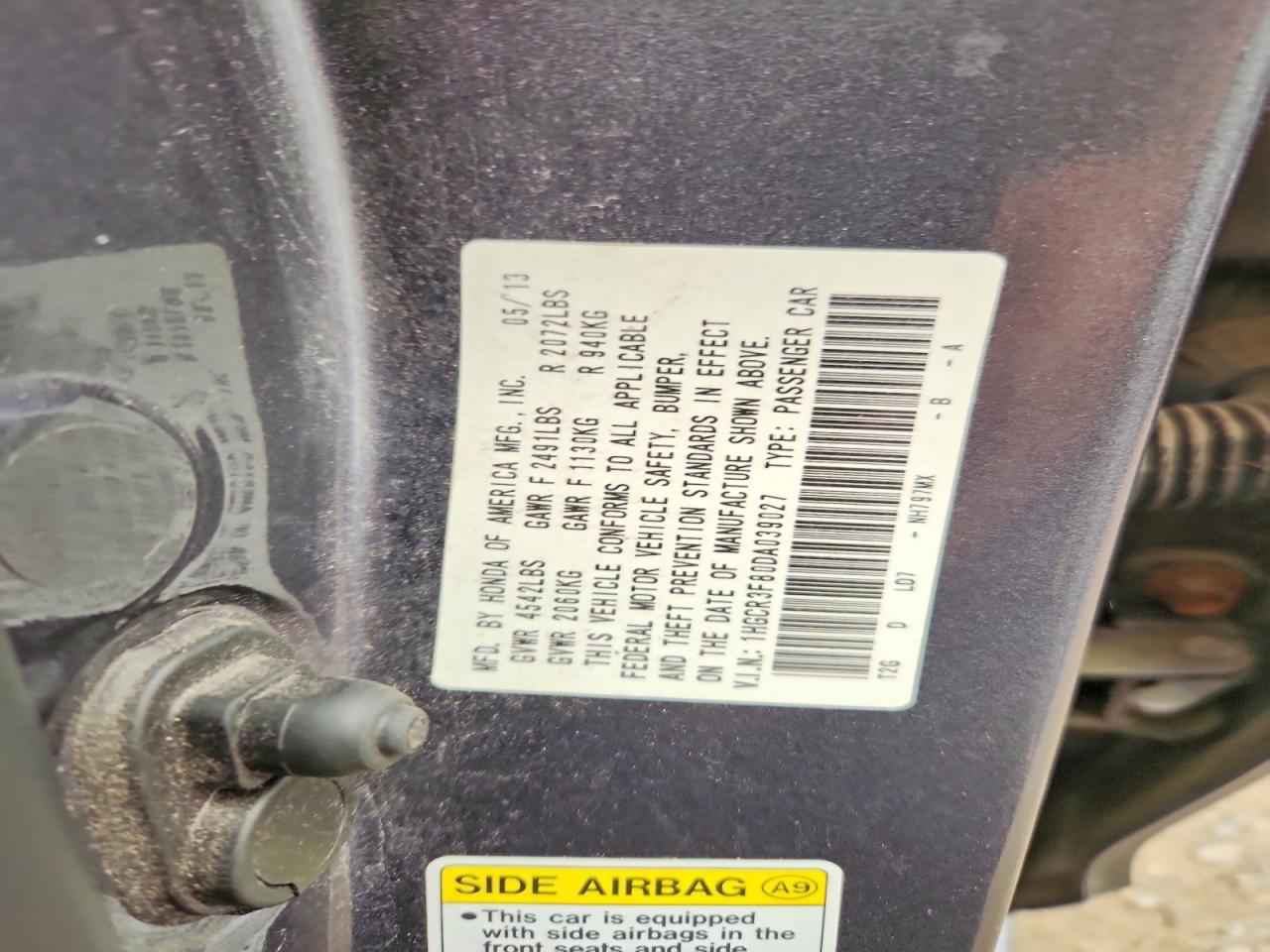 2013 Honda Accord Exl Gray vin: 1HGCR3F80DA039027