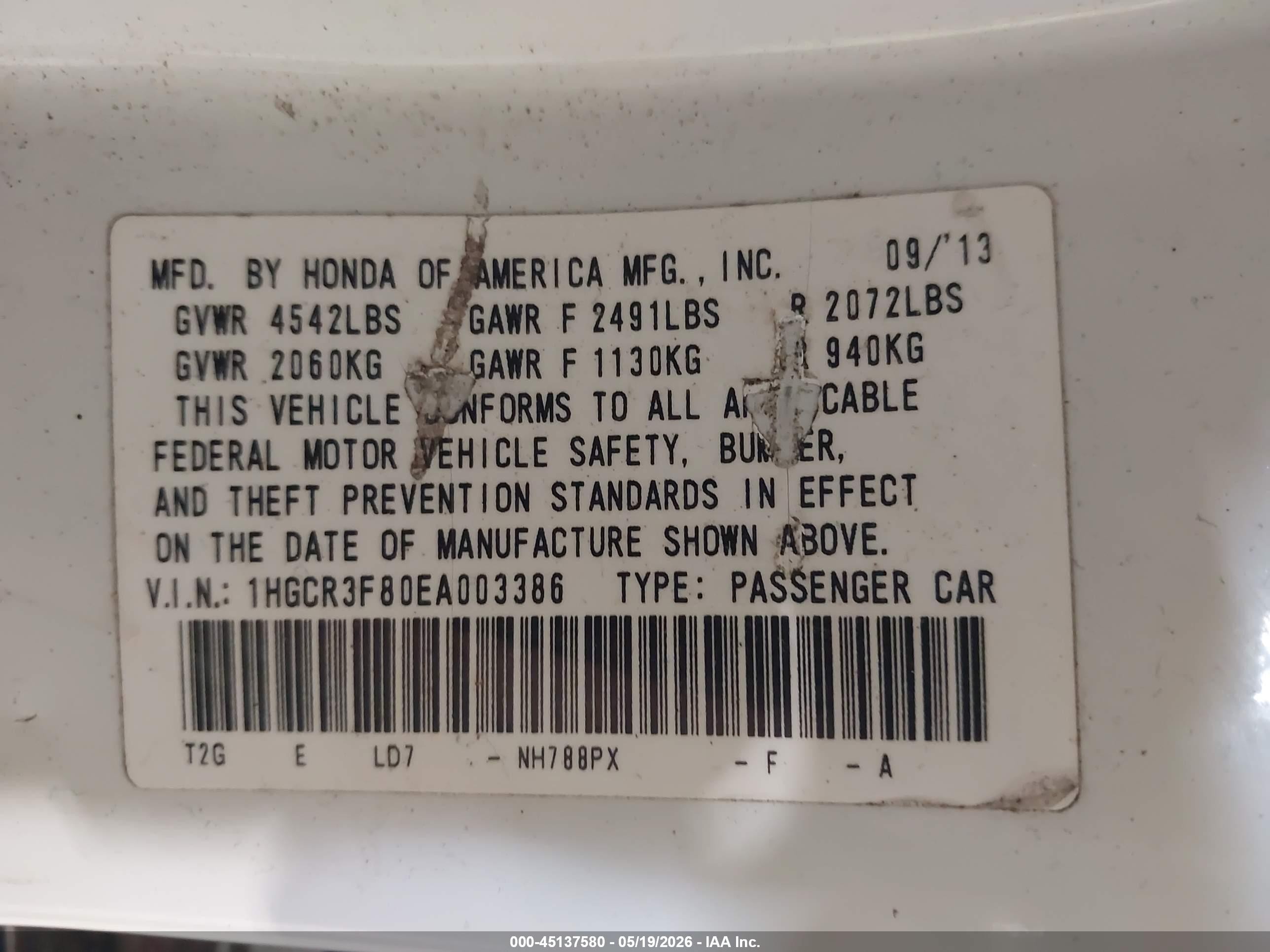2014 Honda Accord Exl White vin: 1HGCR3F80EA003386
