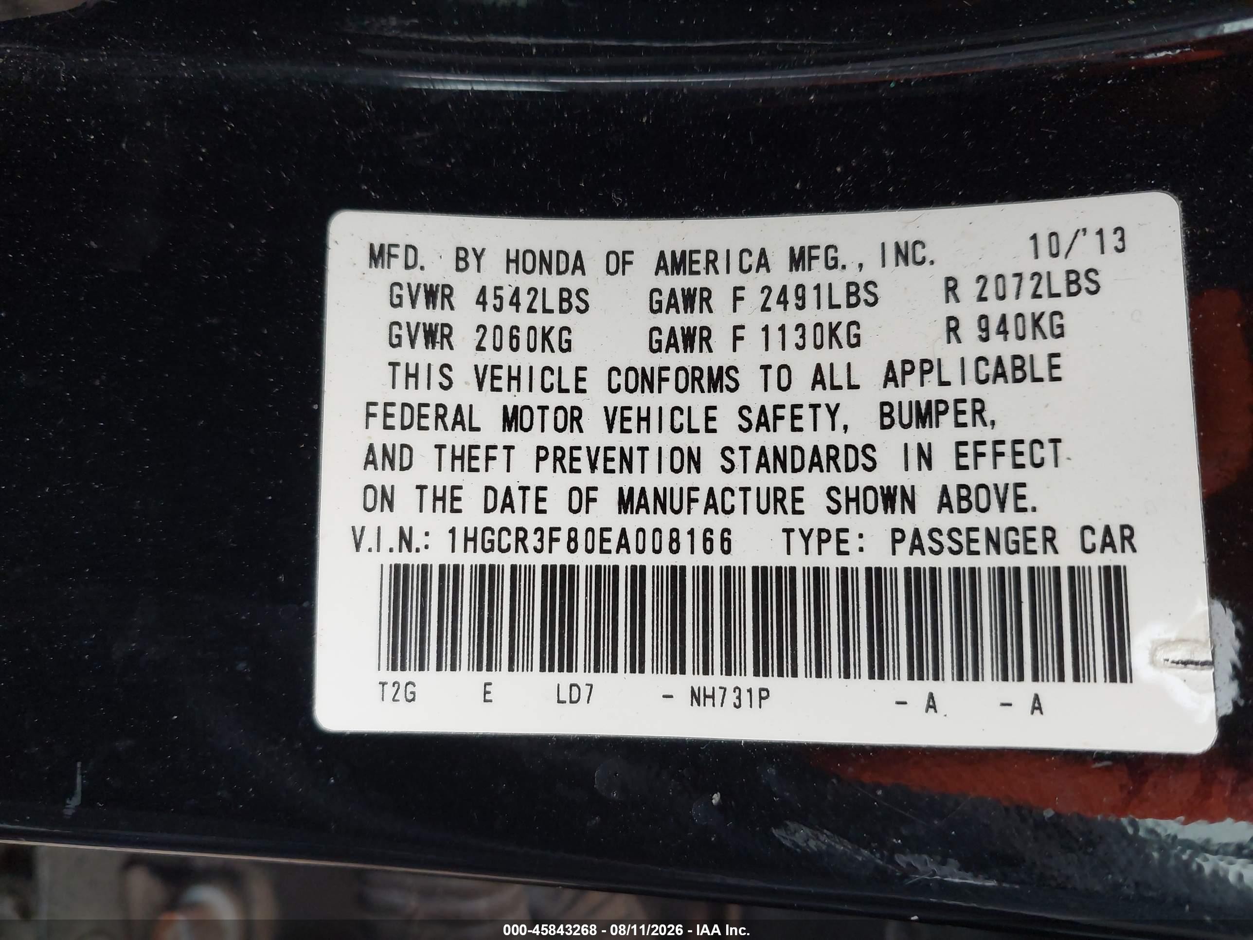 2014 Honda Accord Ex-l V-6 Black vin: 1HGCR3F80EA008166