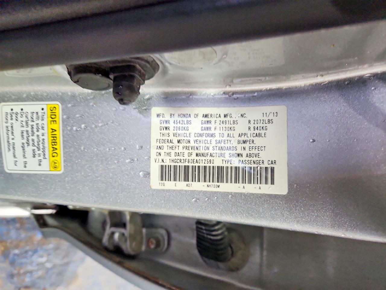 2014 Honda Accord Exl Silver vin: 1HGCR3F80EA012590