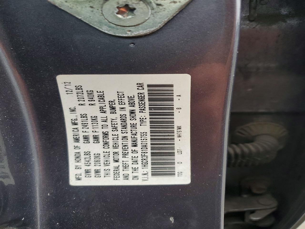2013 Honda Accord Exl Gray vin: 1HGCR3F81DA015755