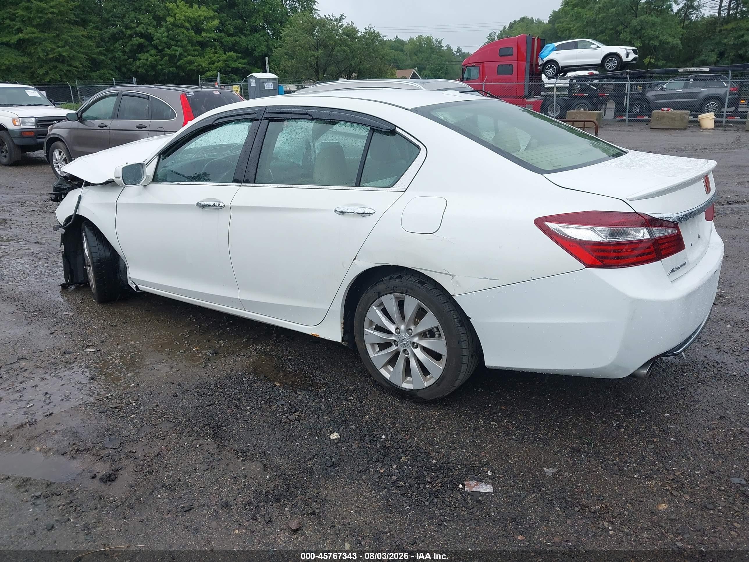 2013 Honda Accord Ex-l V-6 White vin: 1HGCR3F81DA020471
