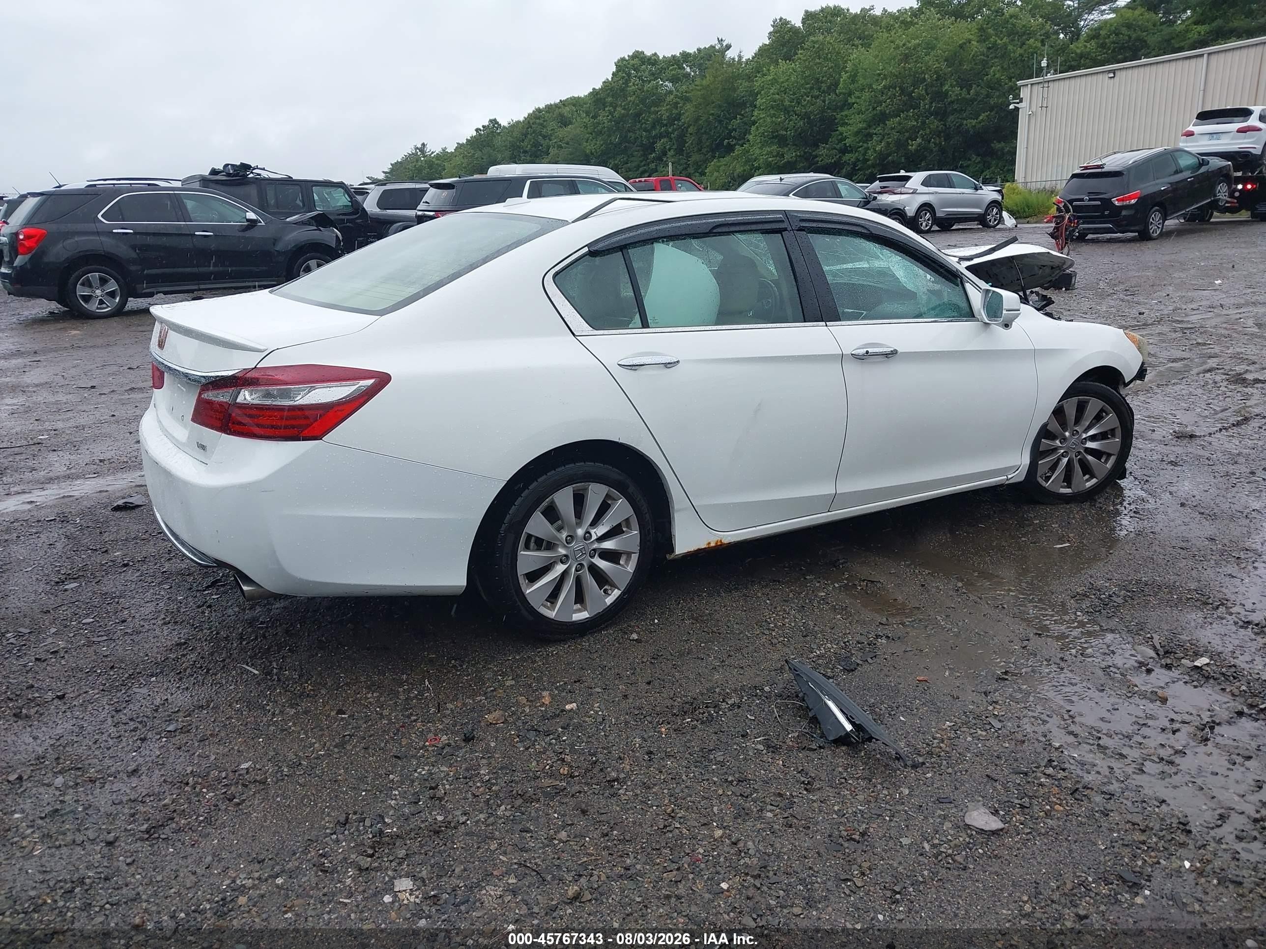 2013 Honda Accord Ex-l V-6 White vin: 1HGCR3F81DA020471