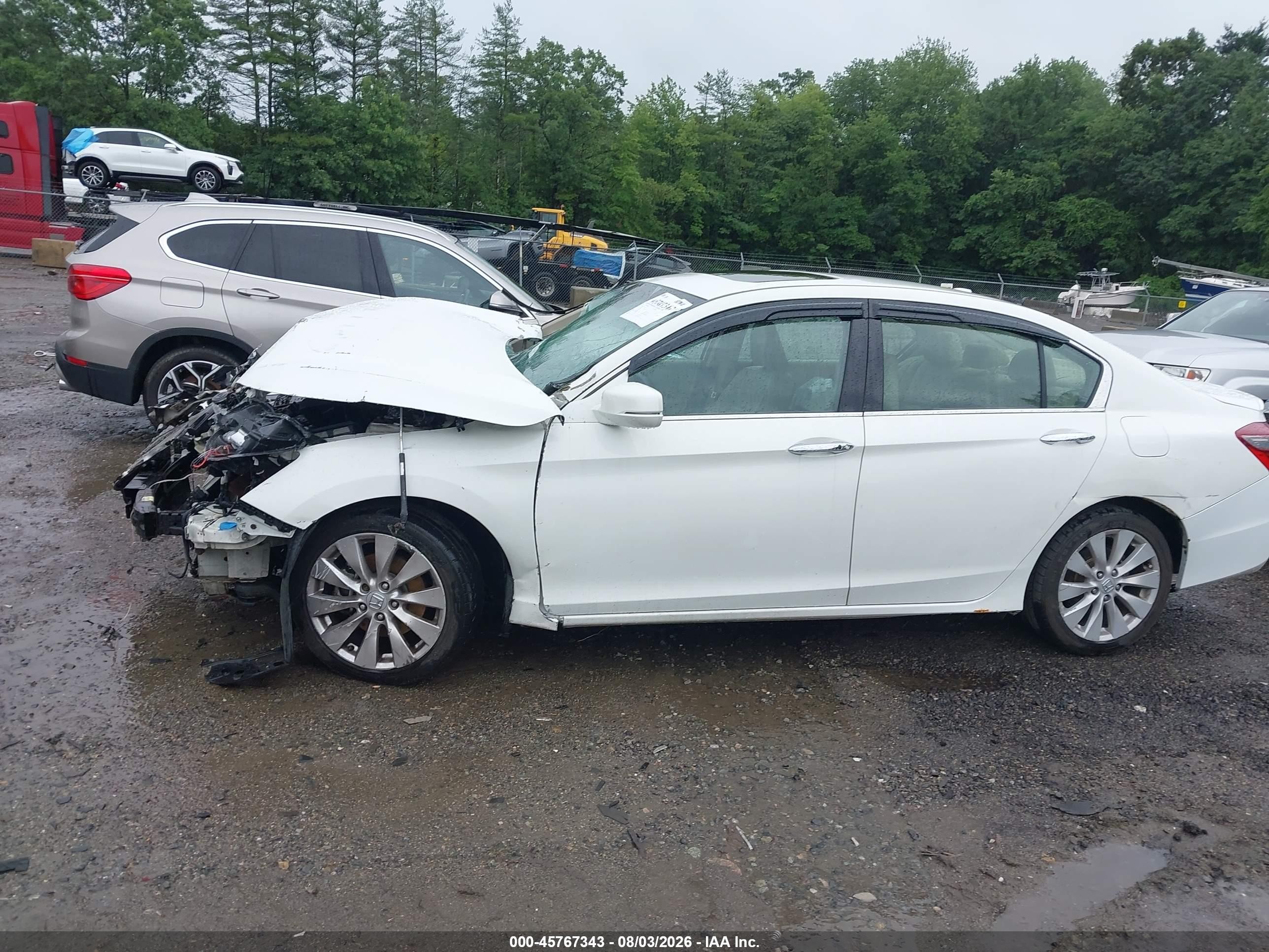 2013 Honda Accord Ex-l V-6 White vin: 1HGCR3F81DA020471