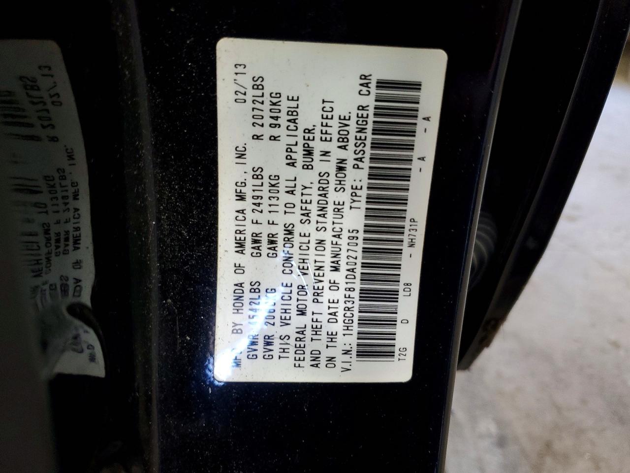 2013 Honda Accord Exl Black vin: 1HGCR3F81DA027095