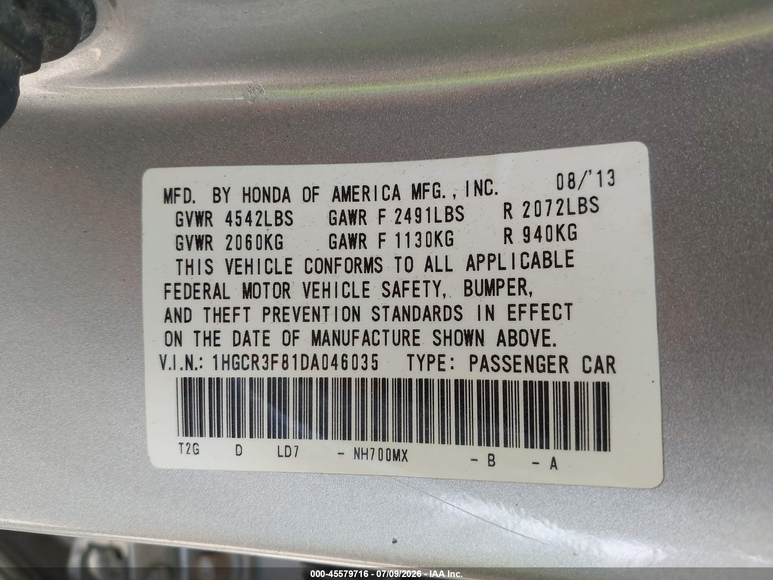2013 Honda Accord Ex-l V-6 Silver vin: 1HGCR3F81DA046035