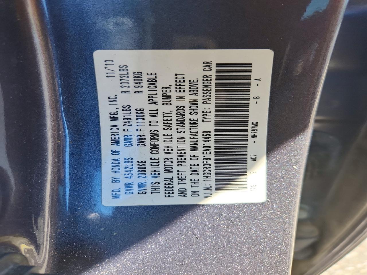 2014 Honda Accord Exl Gray vin: 1HGCR3F81EA014459