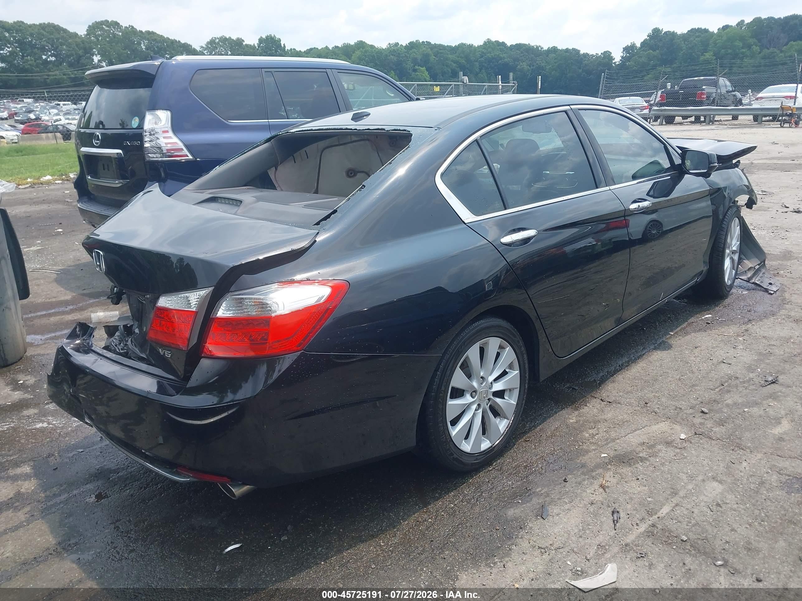 2015 Honda Accord Ex-l V-6 Black vin: 1HGCR3F81FA019209