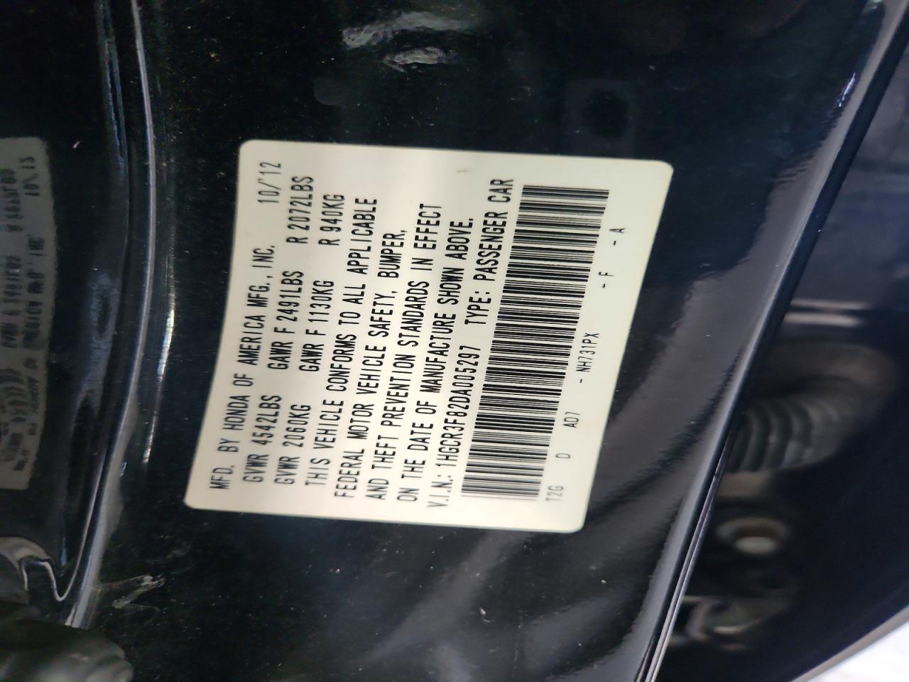 2013 Honda Accord Exl Черный vin: 1HGCR3F82DA005297