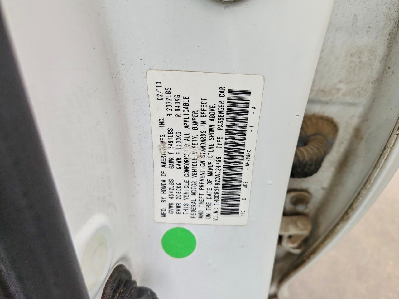 2013 Honda Accord Exl White vin: 1HGCR3F82DA024755