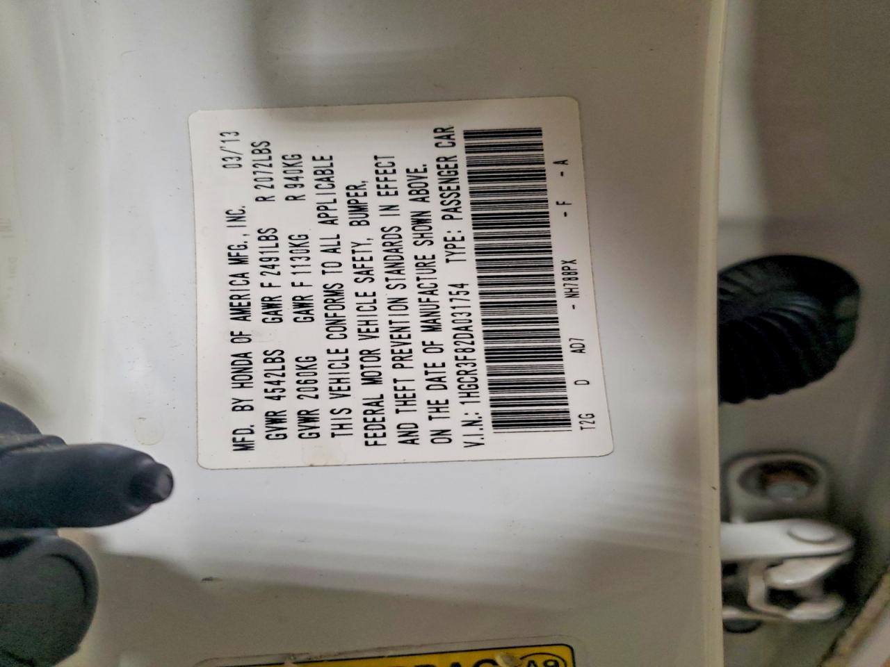 2013 Honda Accord Exl White vin: 1HGCR3F82DA031754