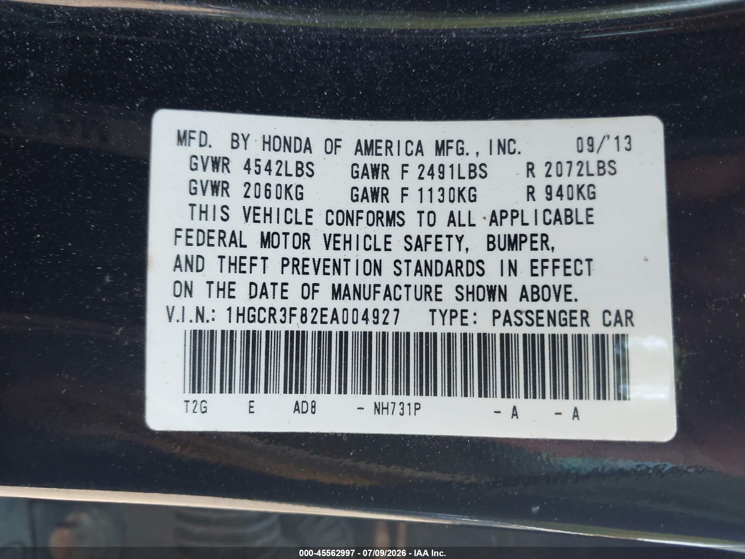 2014 Honda Accord Ex-l V-6 Black vin: 1HGCR3F82EA004927