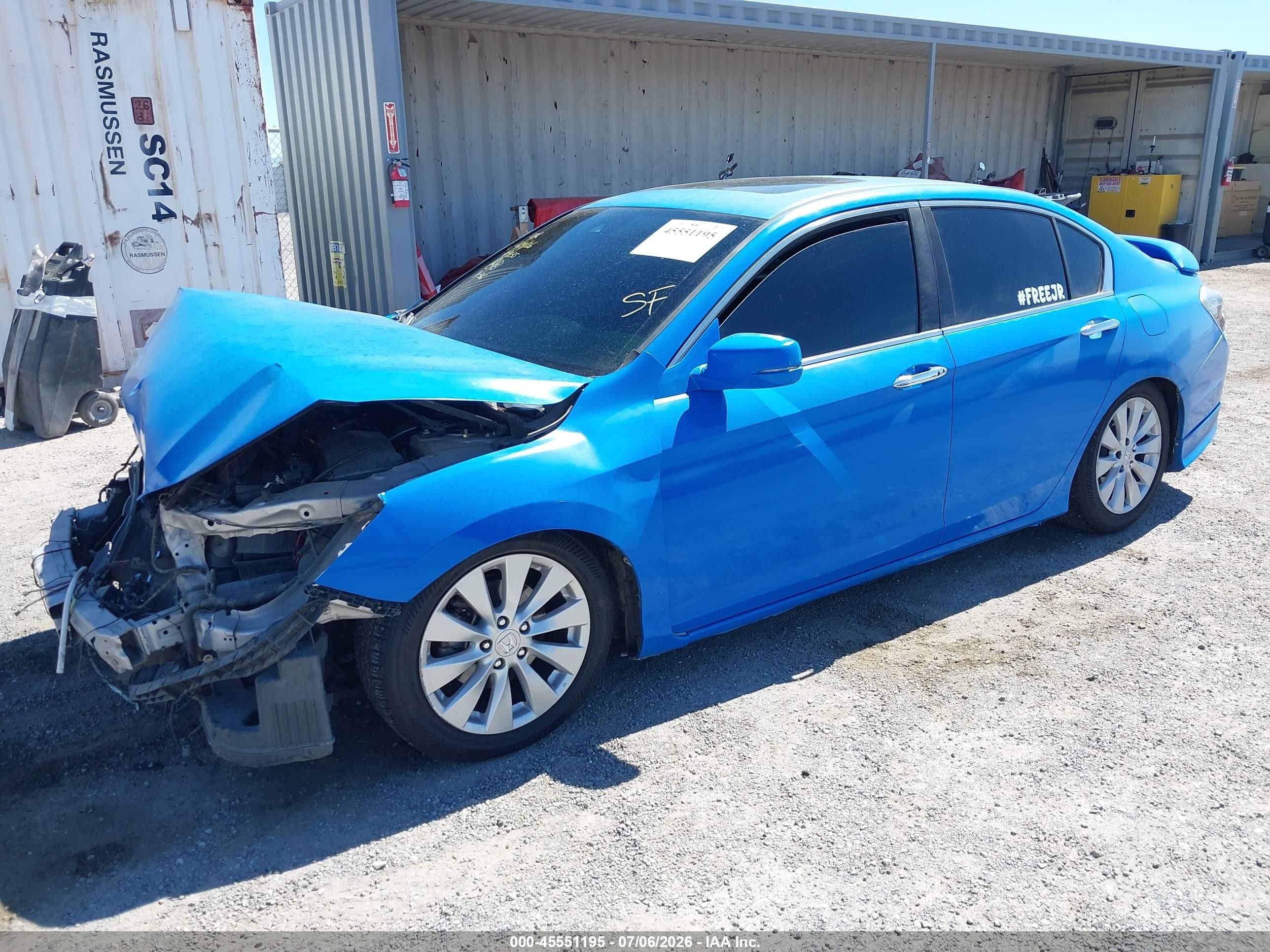 2014 Honda Accord Ex-l V-6 Blue vin: 1HGCR3F82EA022232