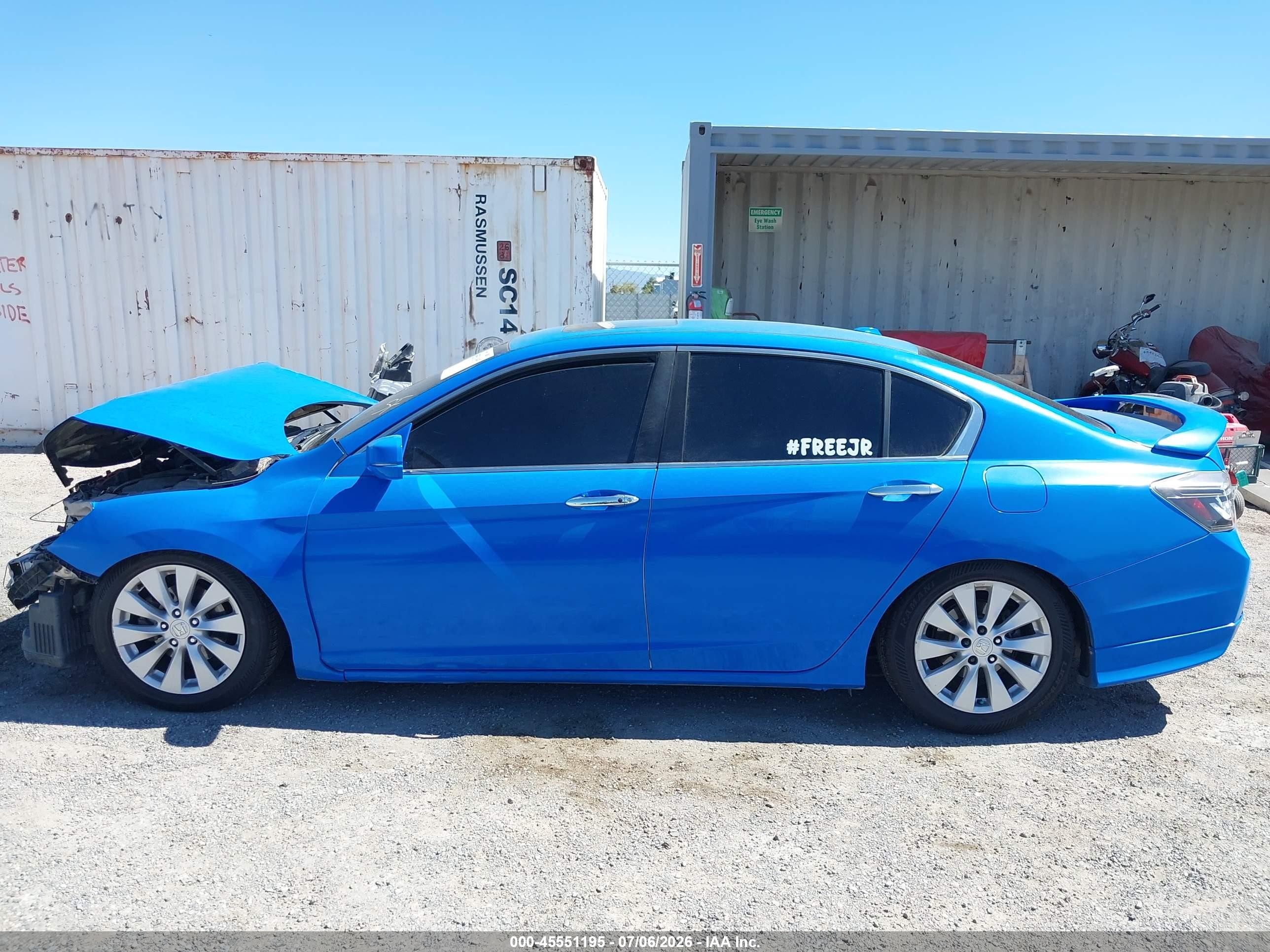 2014 Honda Accord Ex-l V-6 Blue vin: 1HGCR3F82EA022232