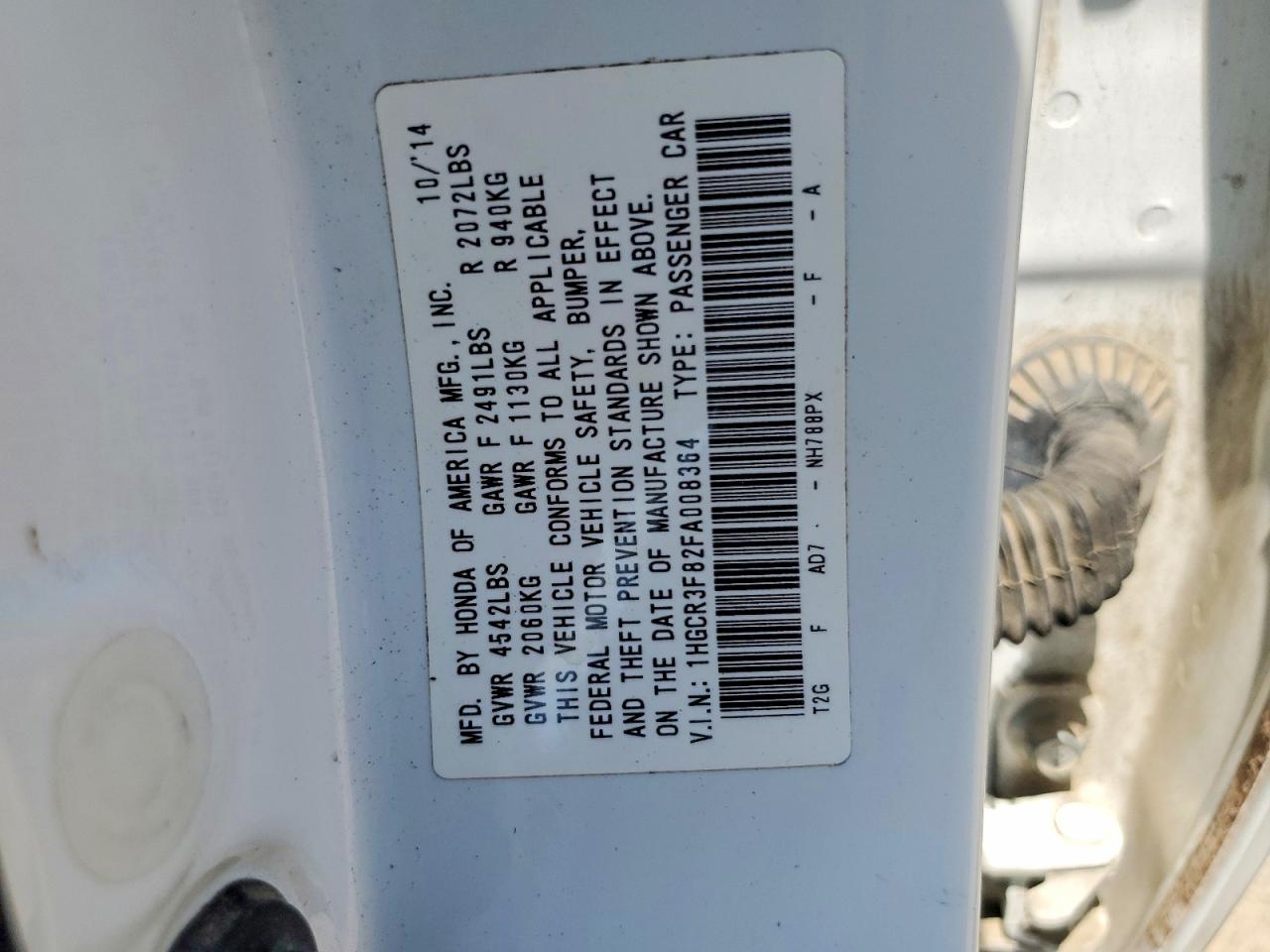 2015 Honda Accord Exl White vin: 1HGCR3F82FA008364