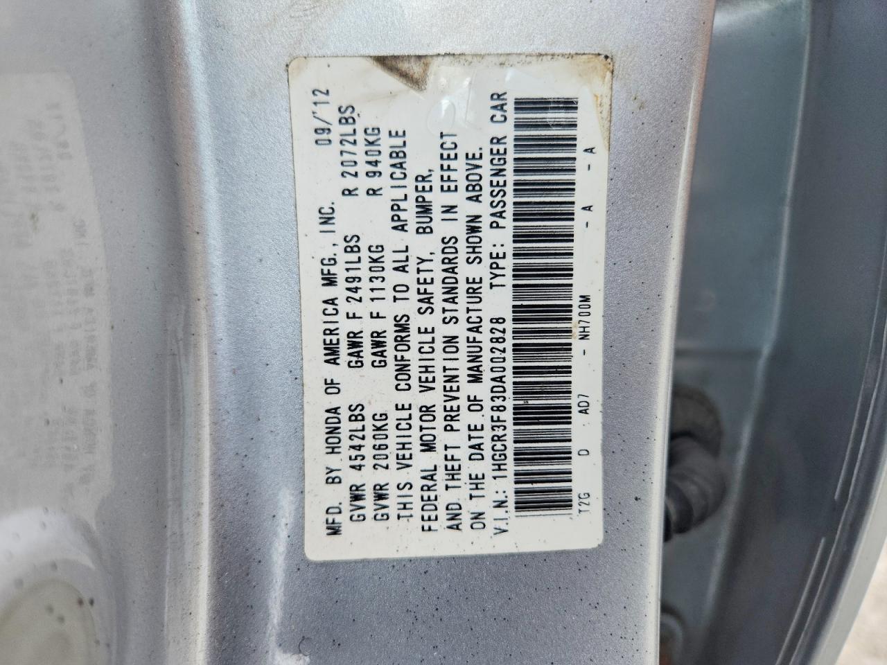 2013 Honda Accord Exl Gray vin: 1HGCR3F83DA002828