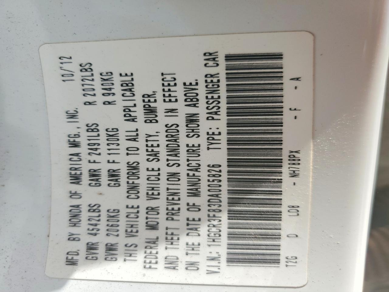 2013 Honda Accord Exl White vin: 1HGCR3F83DA005826