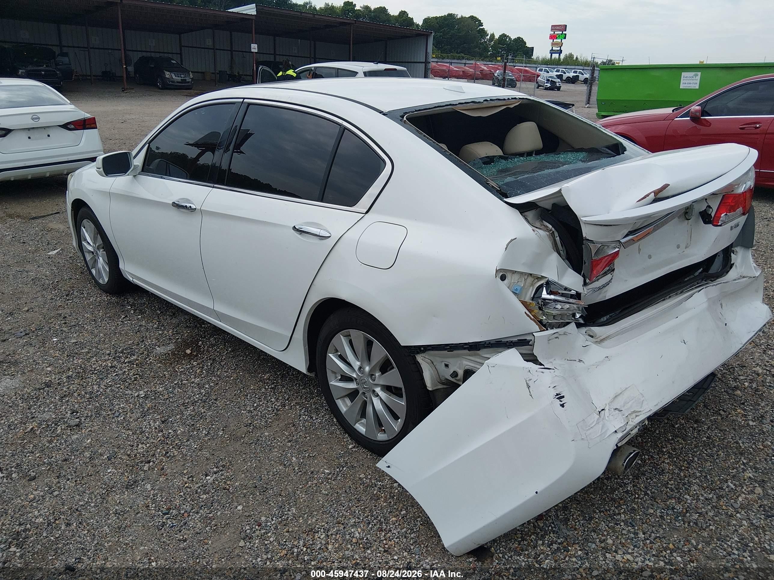 2013 Honda Accord Ex-l V-6 White vin: 1HGCR3F83DA014252
