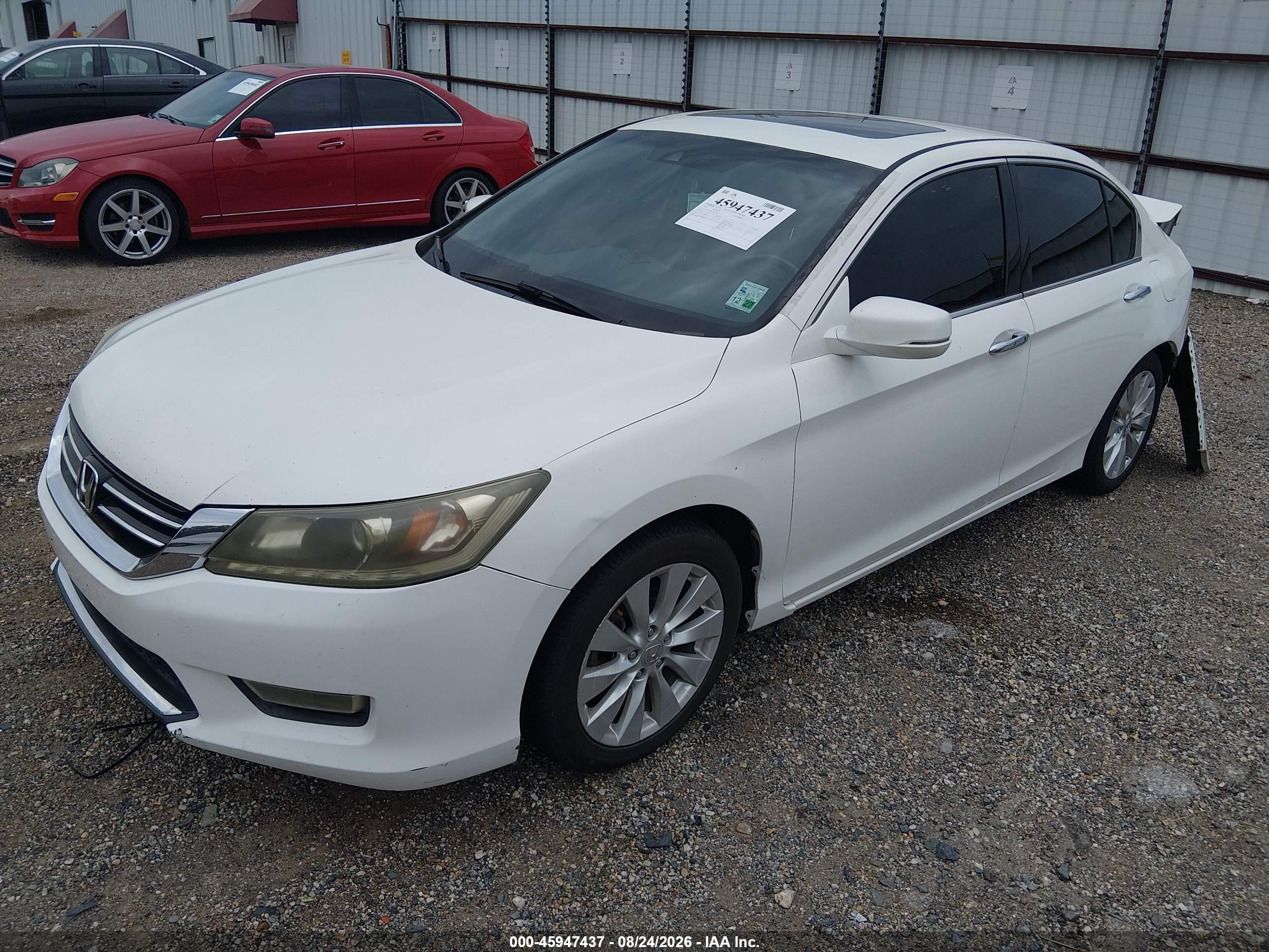 2013 Honda Accord Ex-l V-6 White vin: 1HGCR3F83DA014252