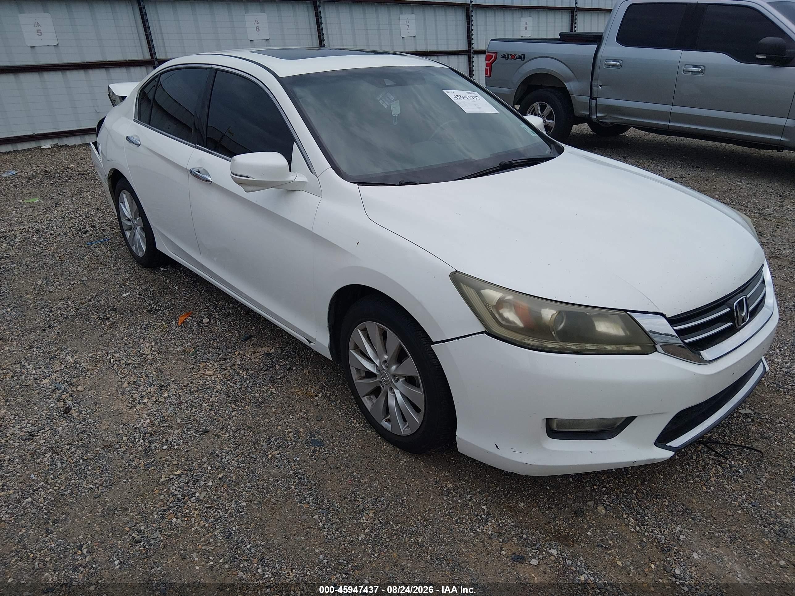 2013 Honda Accord Ex-l V-6 White vin: 1HGCR3F83DA014252