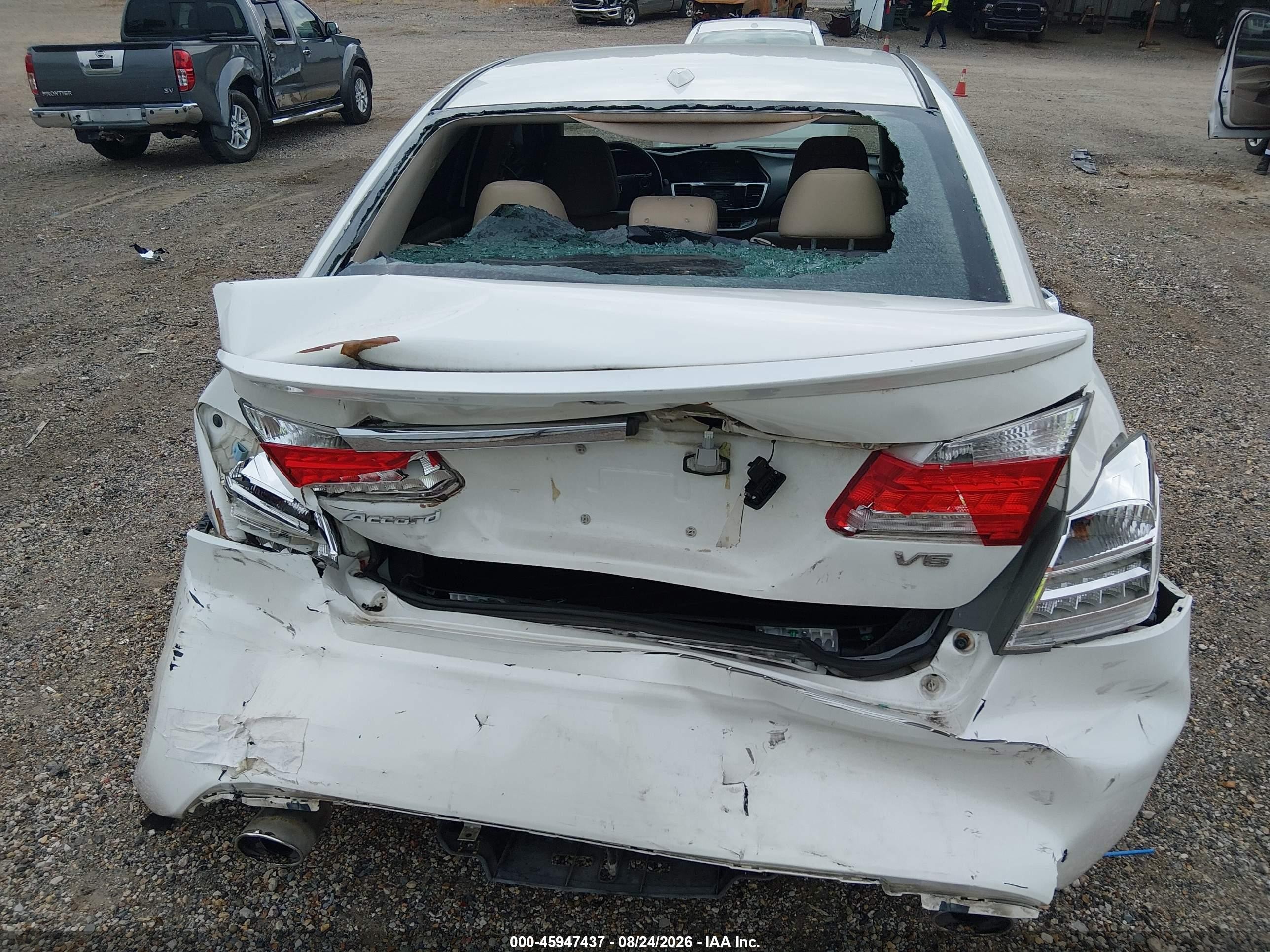 2013 Honda Accord Ex-l V-6 White vin: 1HGCR3F83DA014252